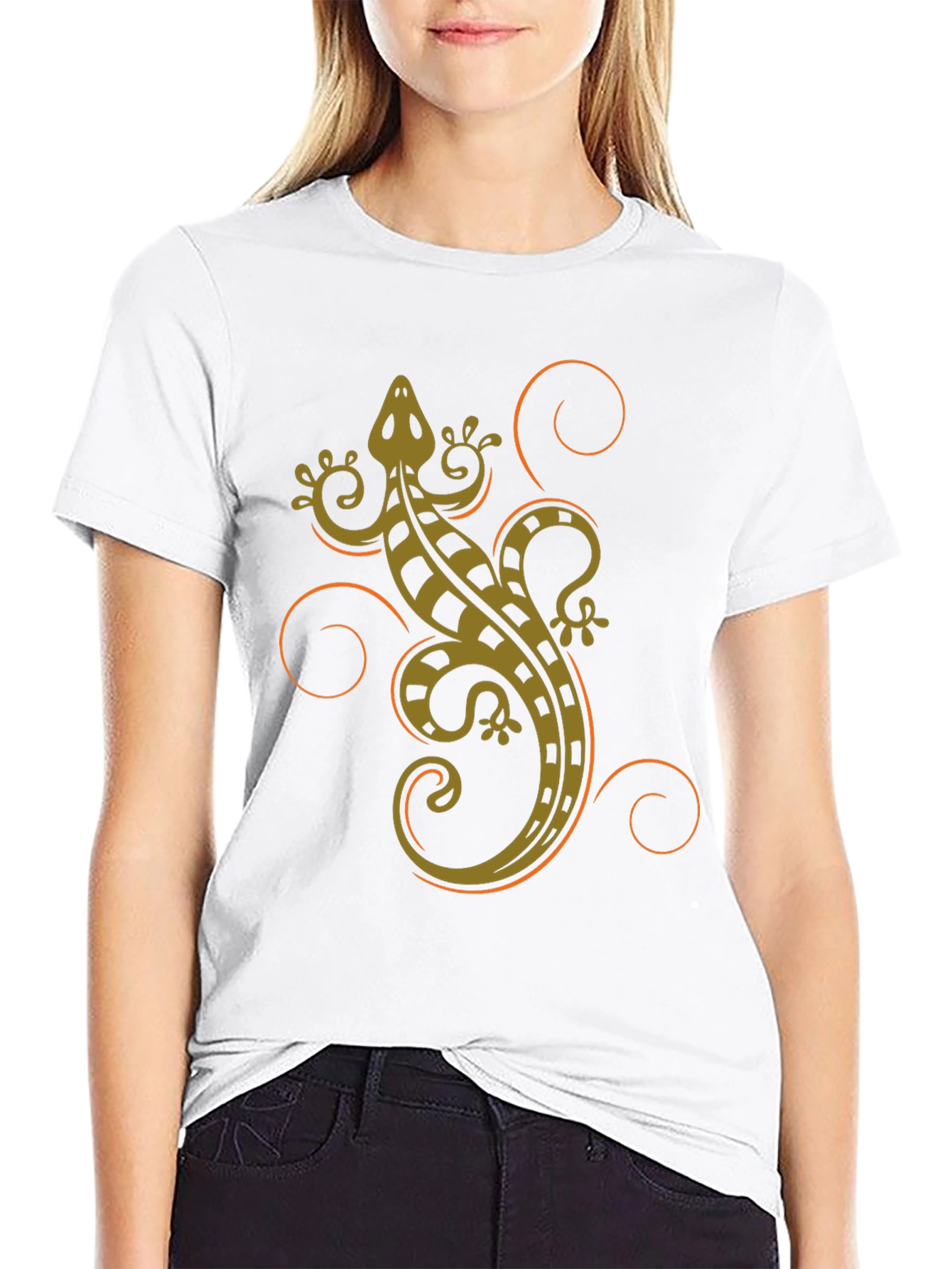 Tribal Gecko Graphic Tee - Cool Reptile Shirt