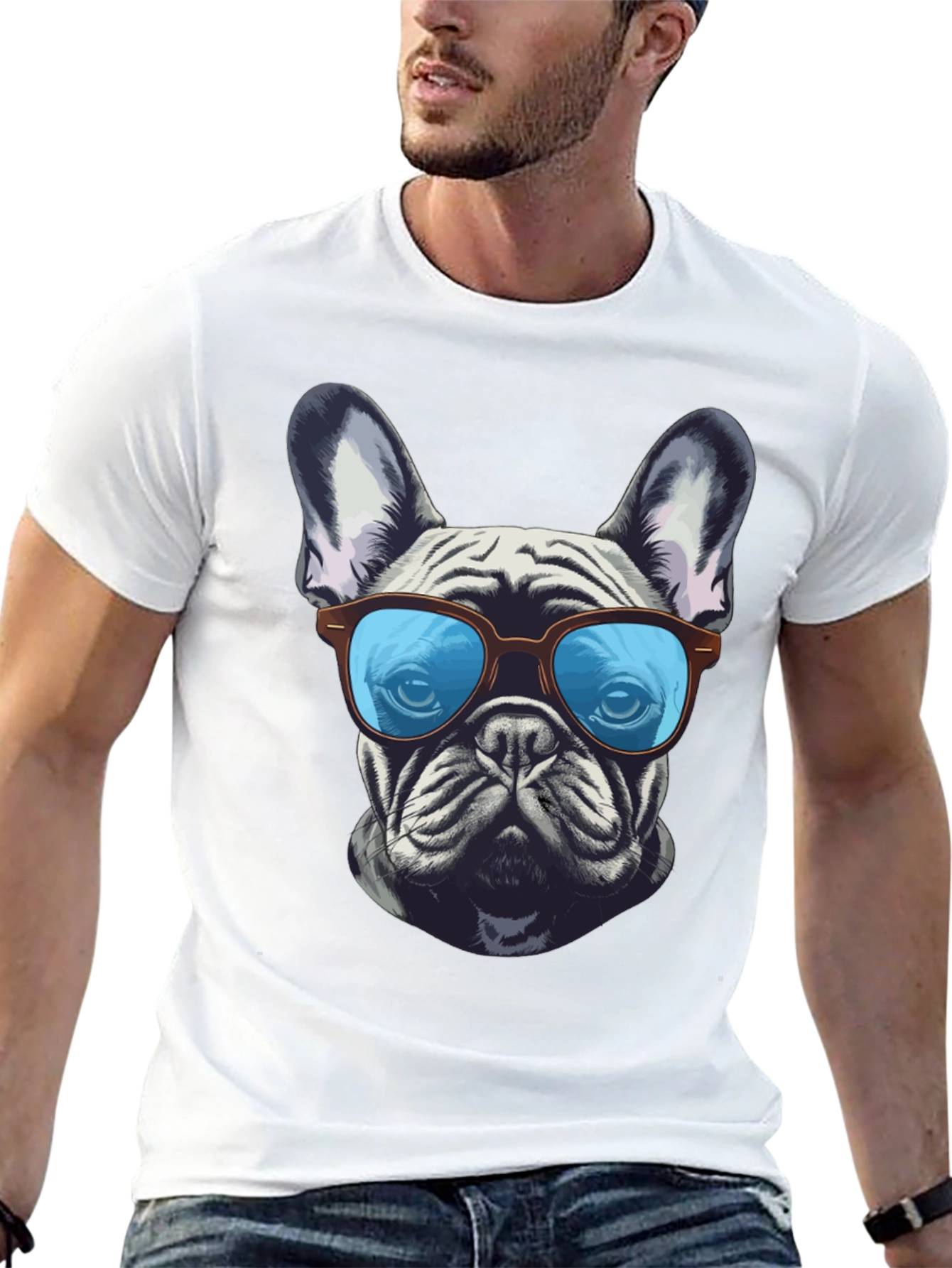 Cool Bulldog Graphic Tee - Unisex Black T-Shirt