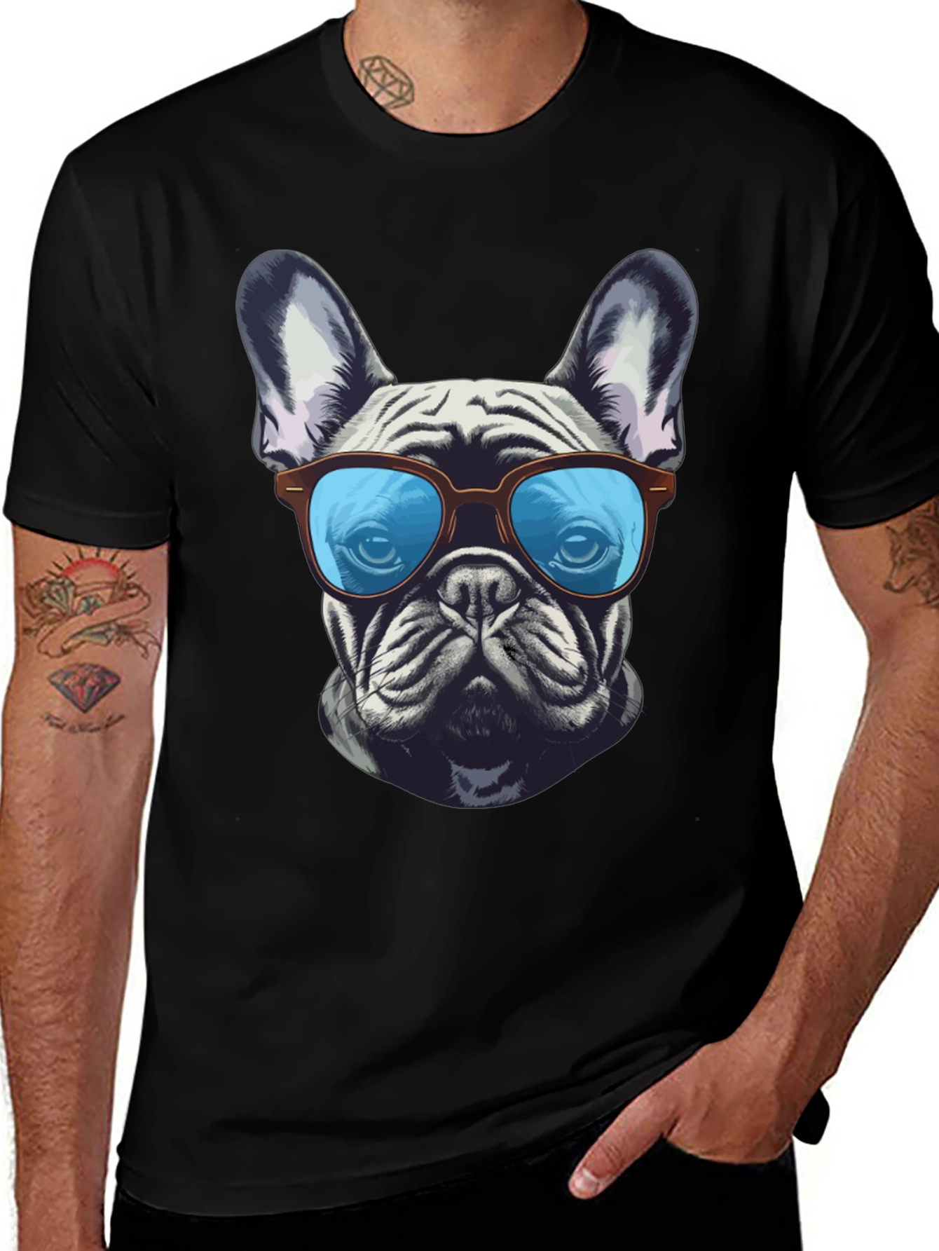 Cool Bulldog Graphic Tee - Unisex Black T-Shirt