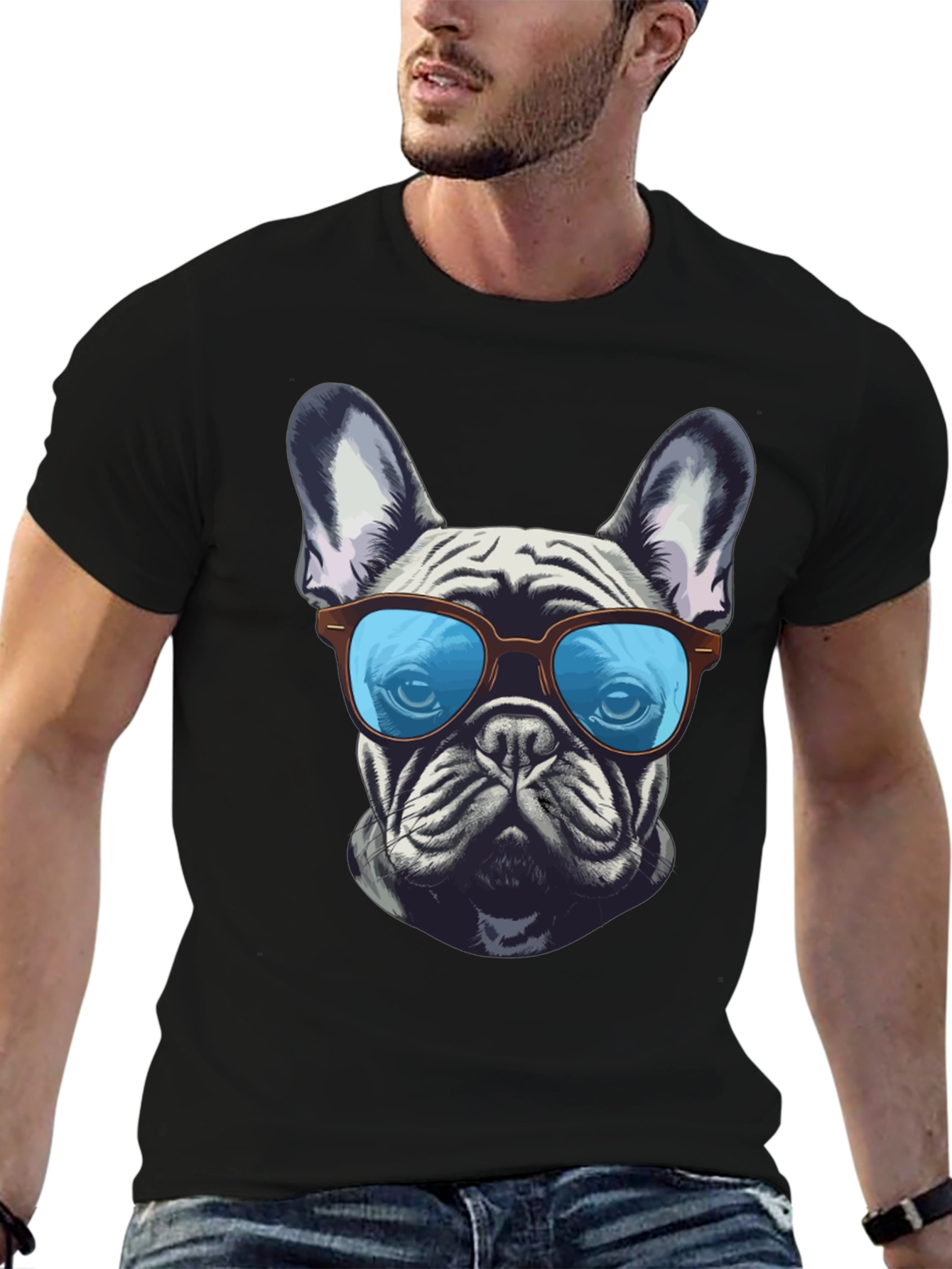 Cool Bulldog Graphic Tee - Unisex Black T-Shirt