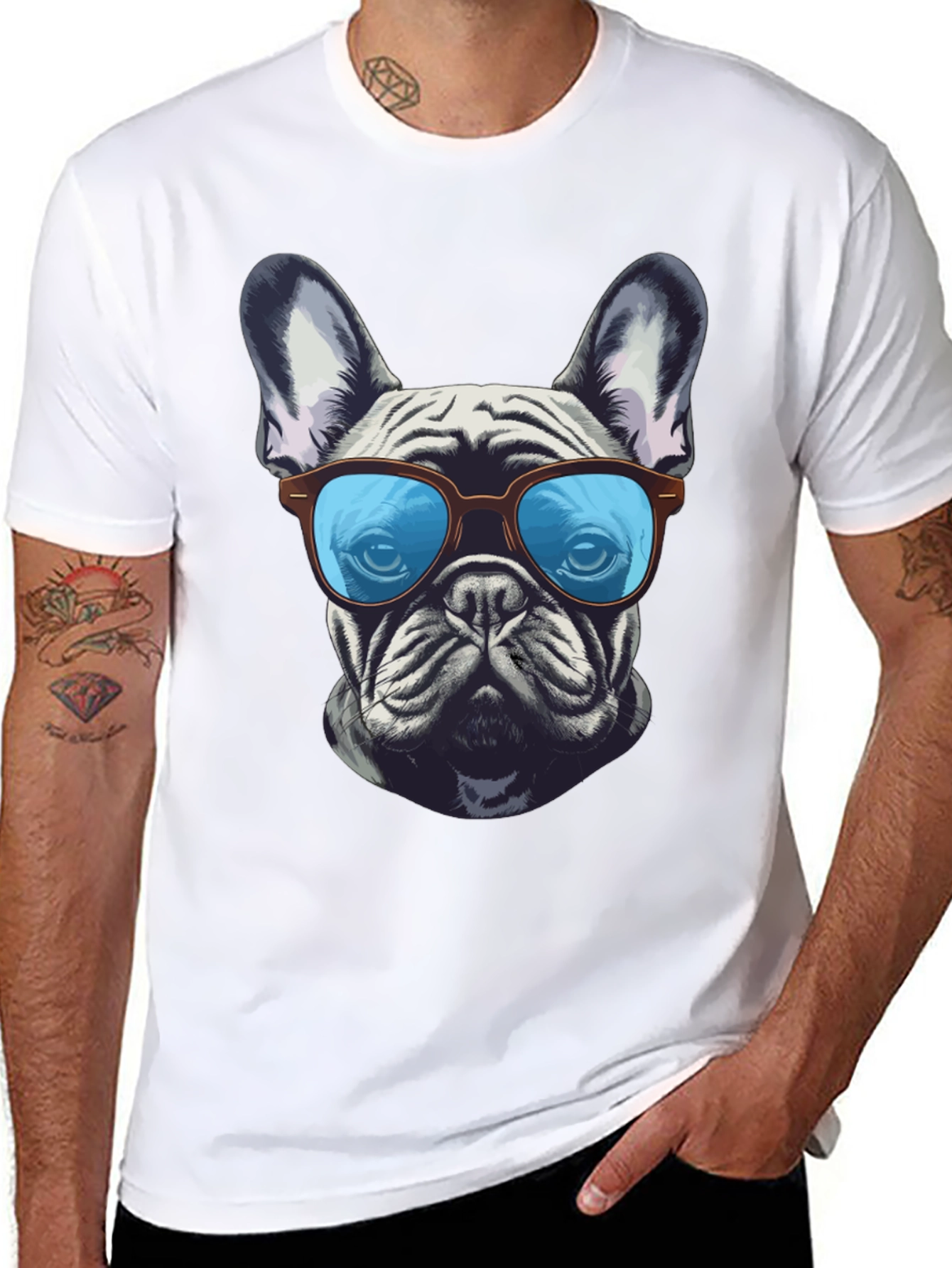 Cool Bulldog Graphic Tee - Unisex Black T-Shirt