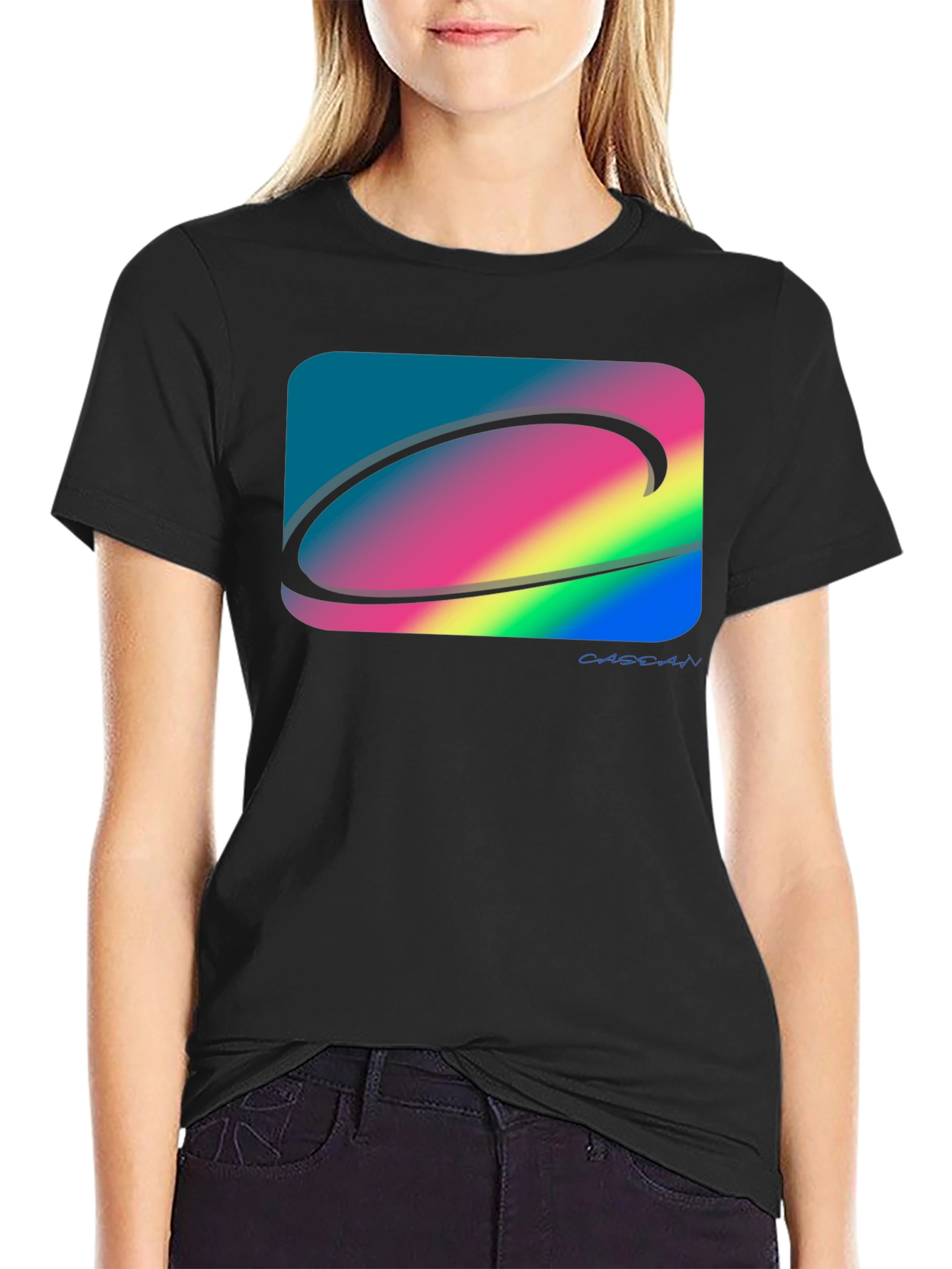 Abstract Graphic Print Black Cotton T-Shirt