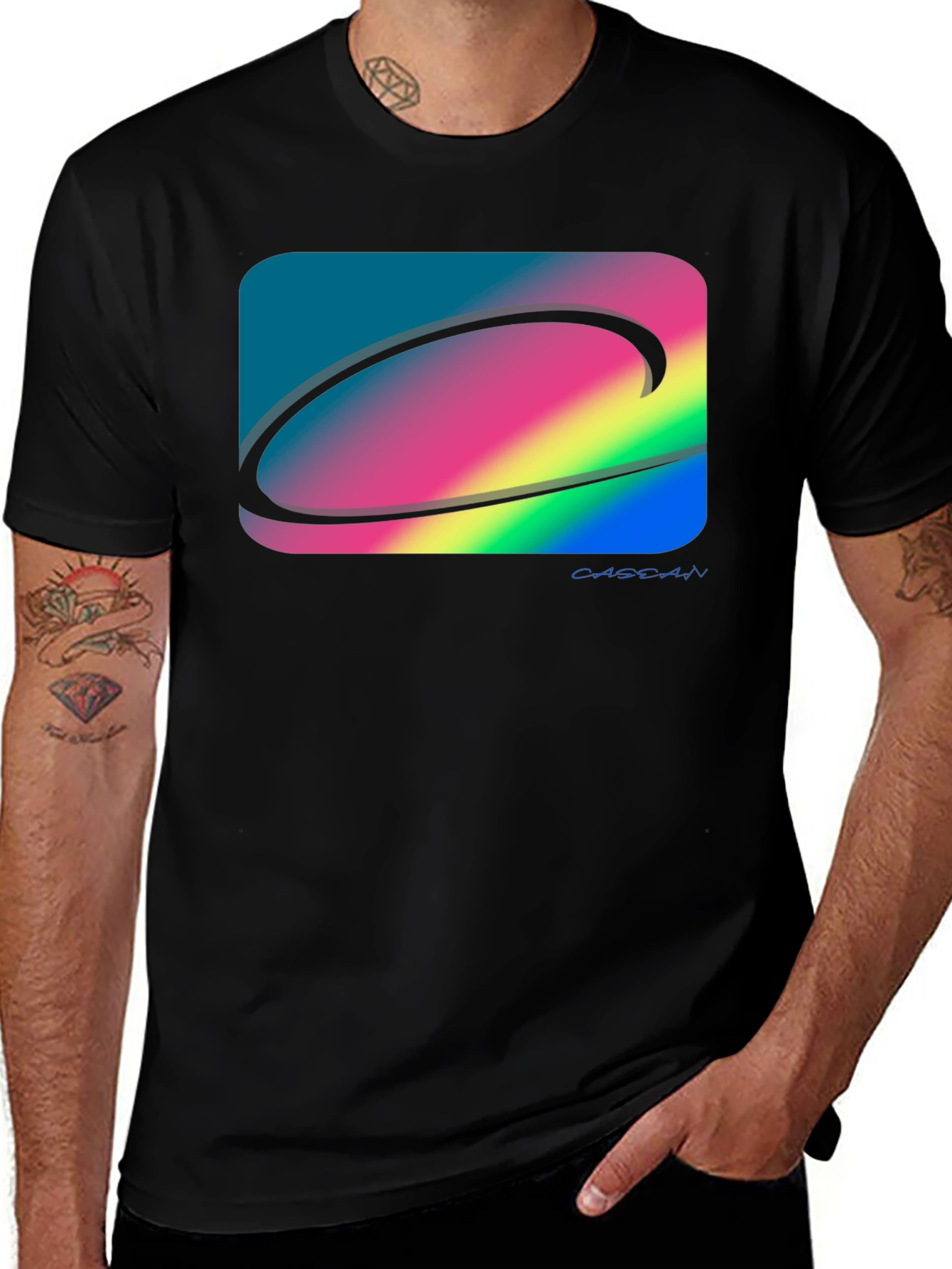 Abstract Graphic Print Black Cotton T-Shirt