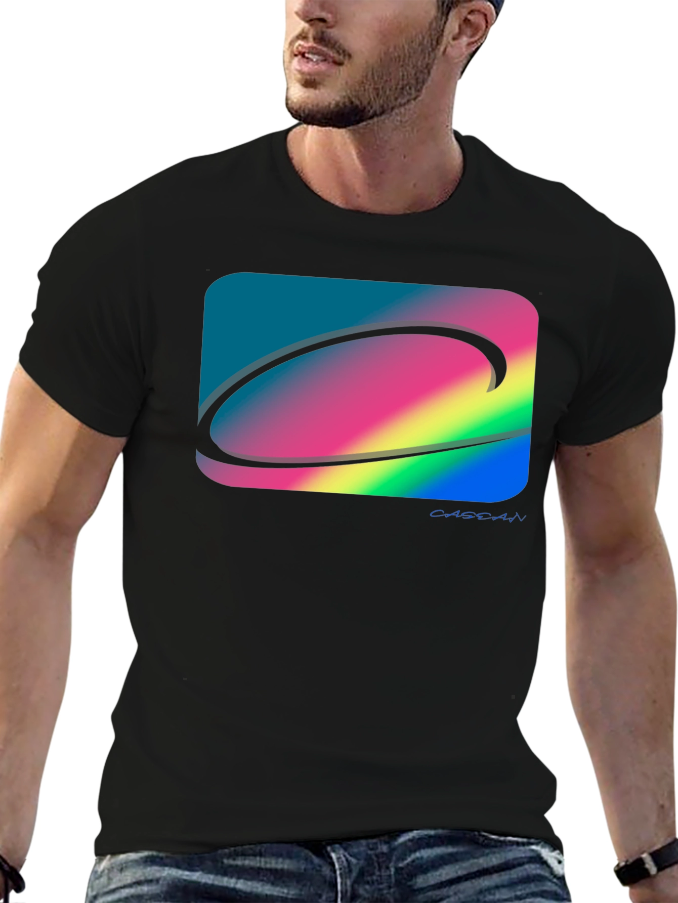 Abstract Graphic Print Black Cotton T-Shirt