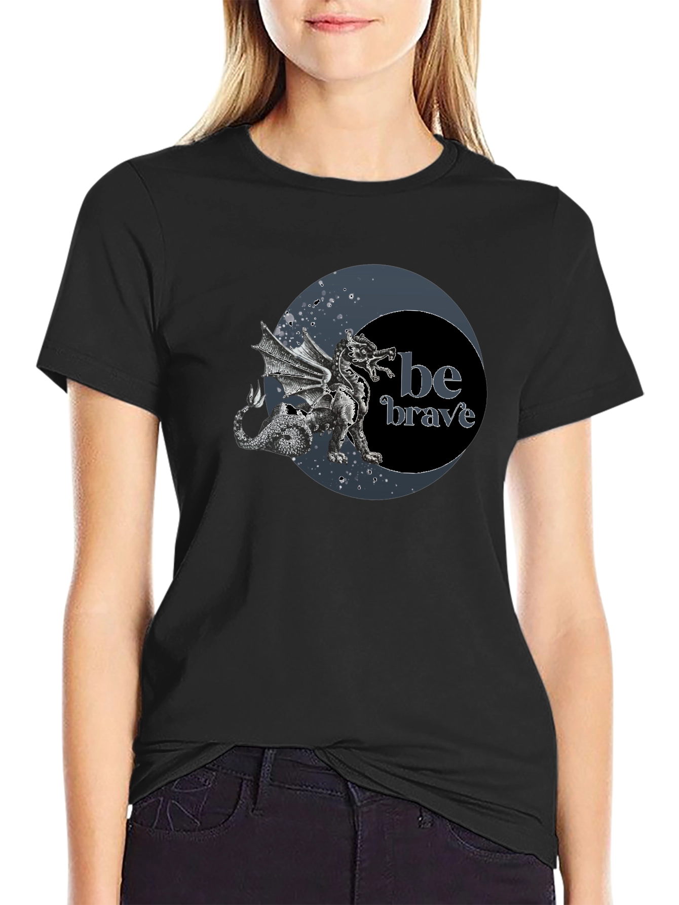 Dragon Be Brave Black Graphic Tee
