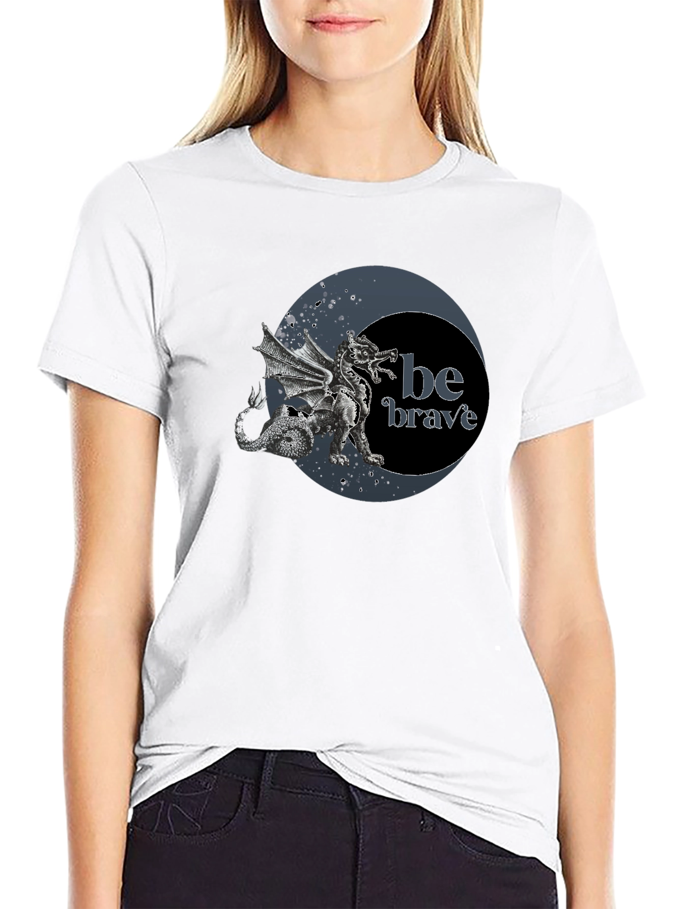 Dragon Be Brave Black Graphic Tee