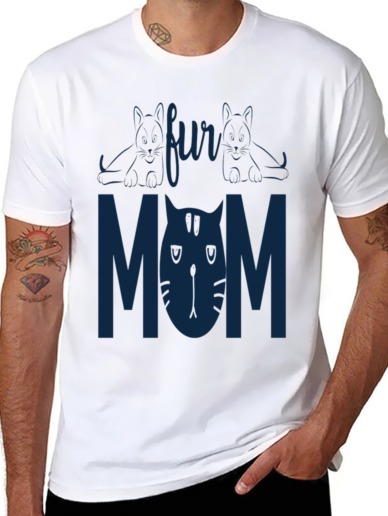 Fur Mom Black T-Shirt - Cat Lover Tee
