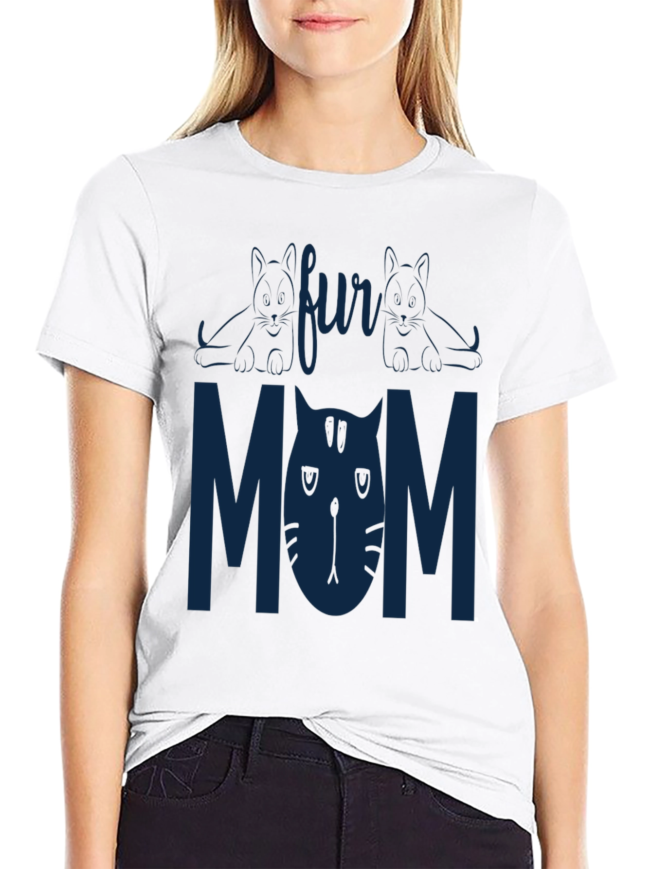Fur Mom Black T-Shirt - Cat Lover Tee