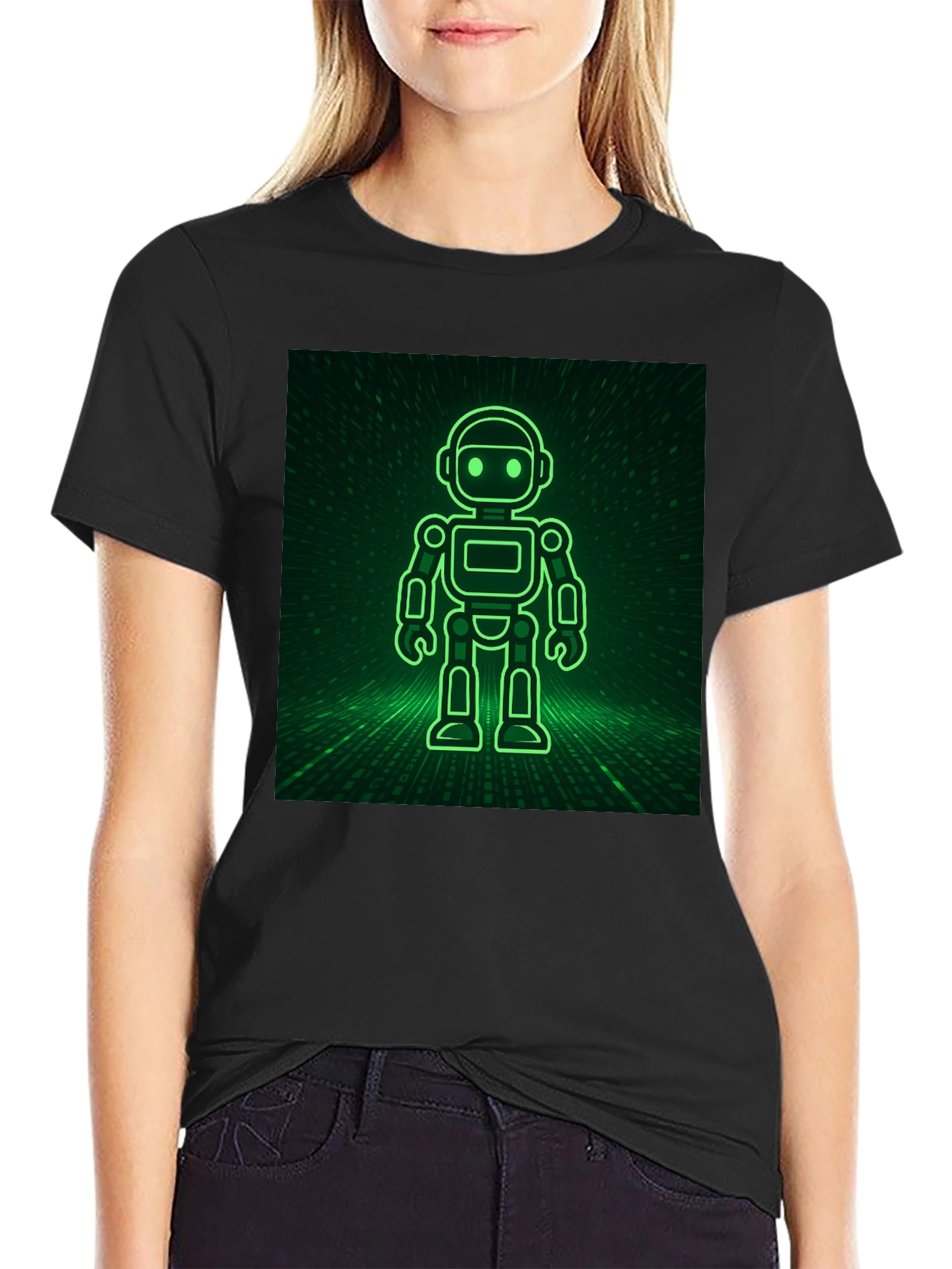 Robot in the Matrix Black T-Shirt