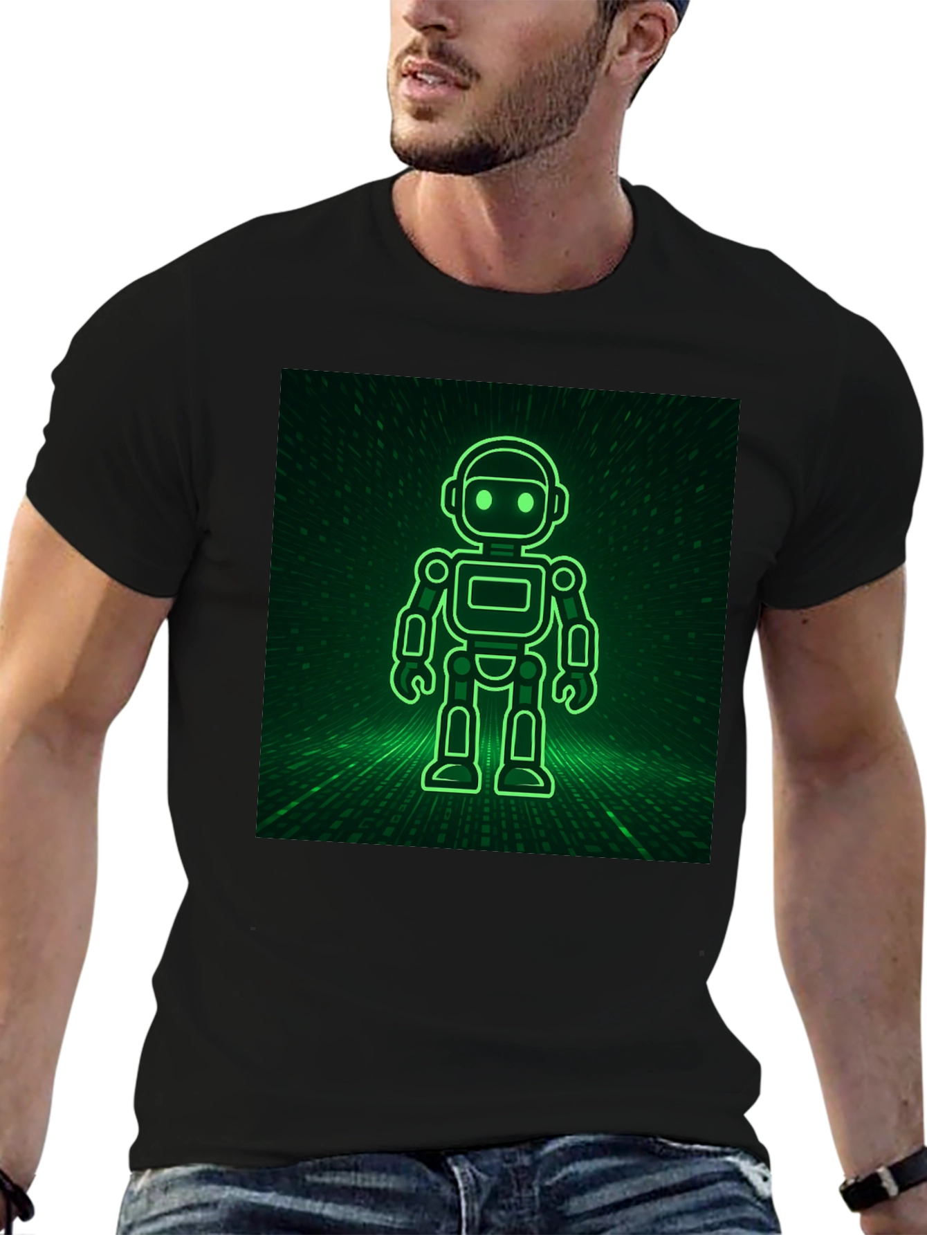 Robot in the Matrix Black T-Shirt