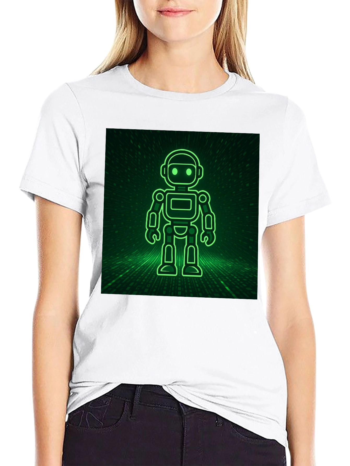 Robot in the Matrix Black T-Shirt