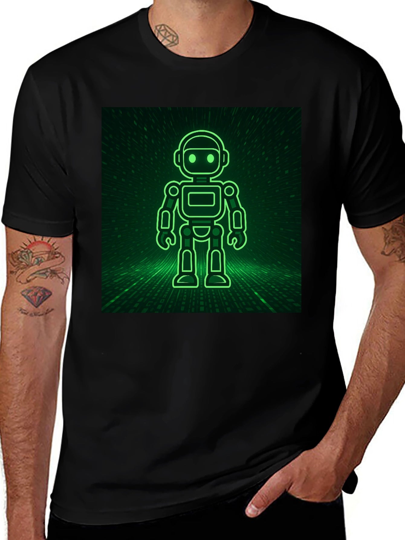 Robot in the Matrix Black T-Shirt