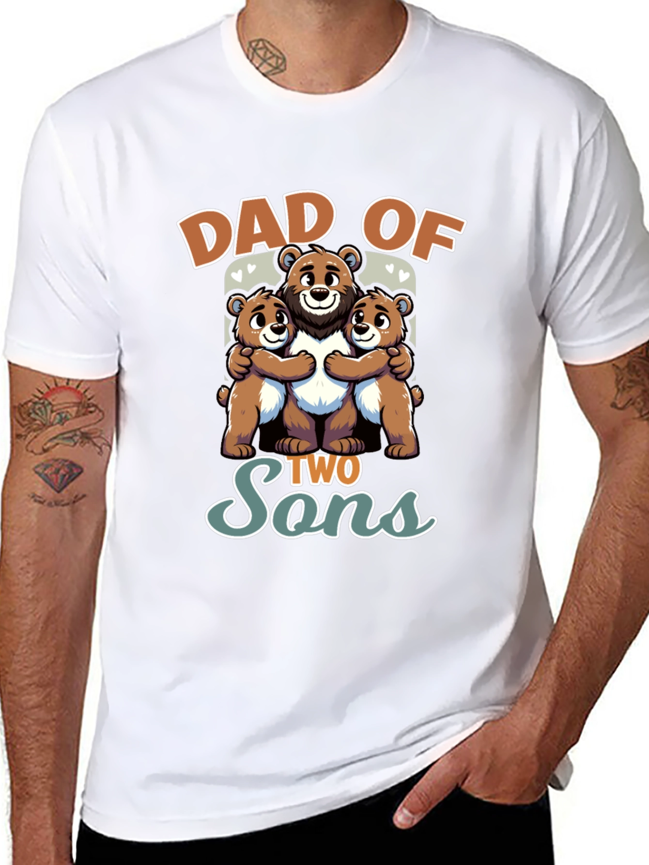 Dad of Two Sons Bear T-Shirt