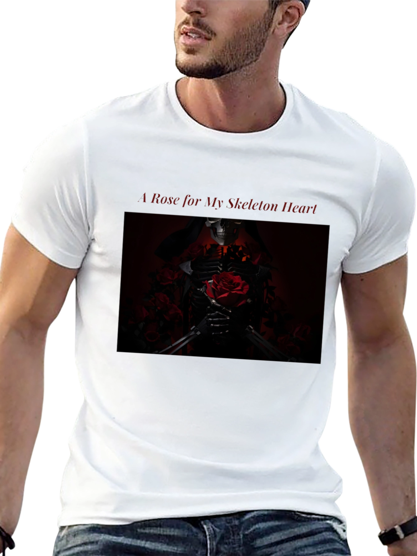 Skeleton Heart Rose Graphic T-Shirt - Gothic Fashion