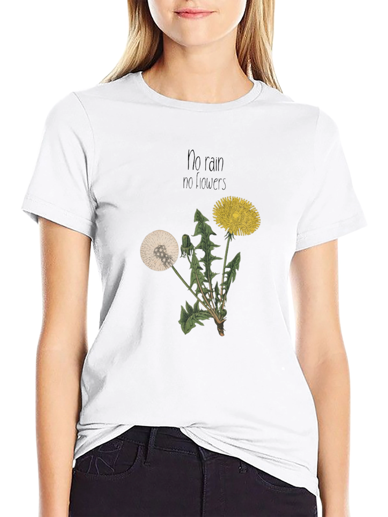 Dandelion Graphic Tee - No Rain No Flowers T-Shirt