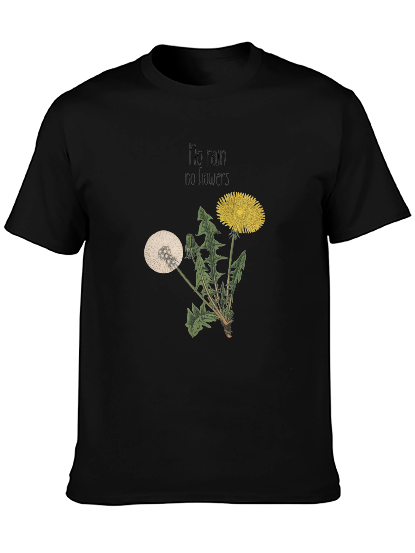 Dandelion Graphic Tee - No Rain No Flowers T-Shirt