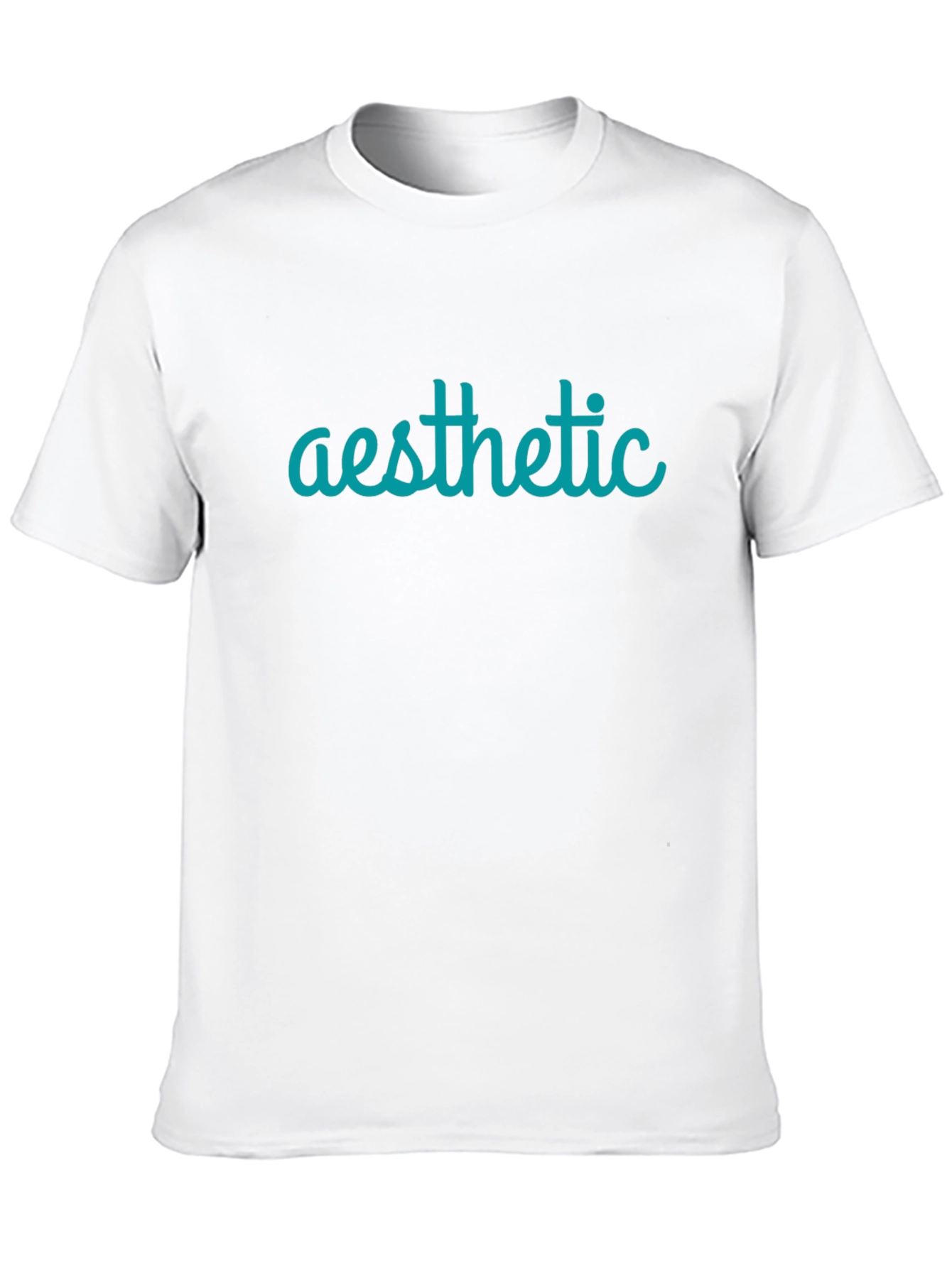 Aesthetic Teal Graphic Print Black T-Shirt