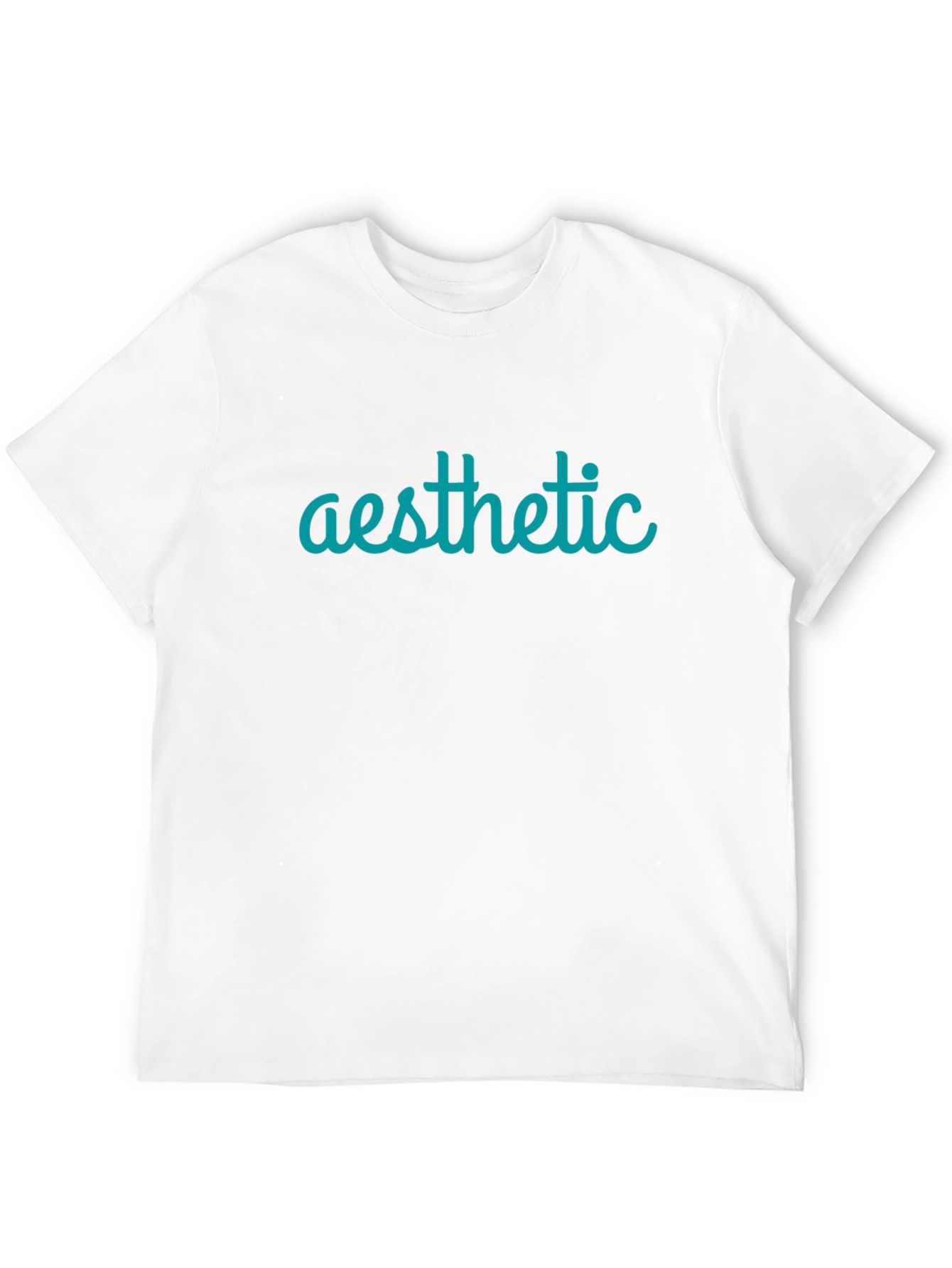 Aesthetic Teal Graphic Print Black T-Shirt