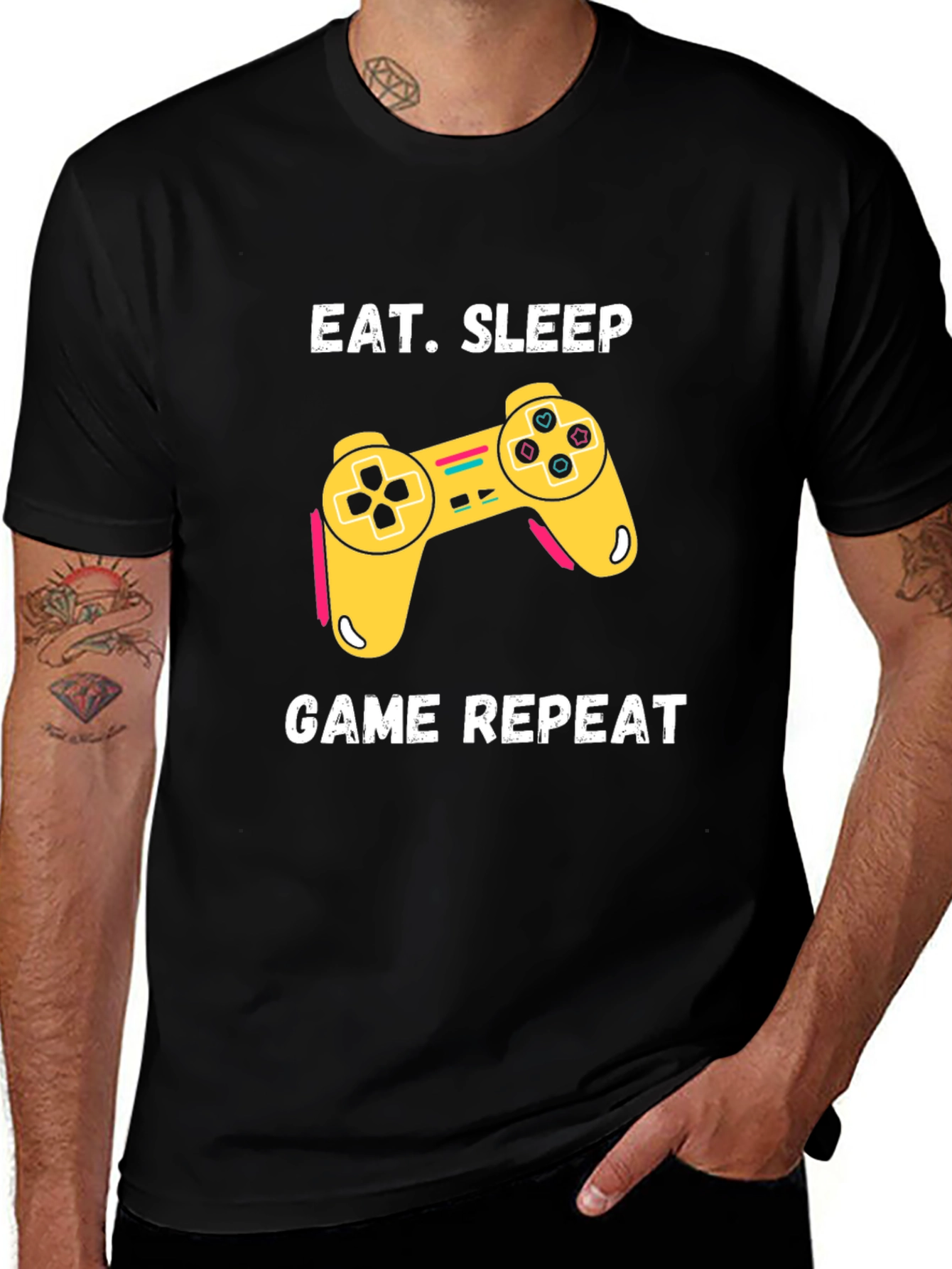 Eat Sleep Game Repeat Graphic T-Shirt