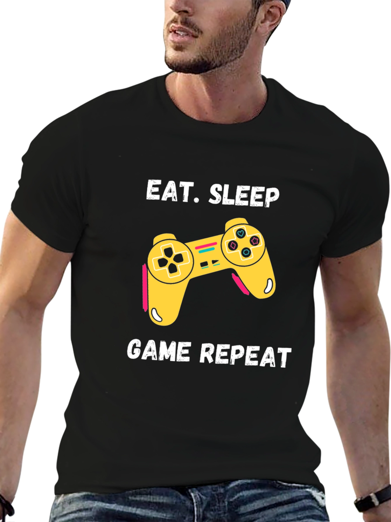 Eat Sleep Game Repeat Graphic T-Shirt