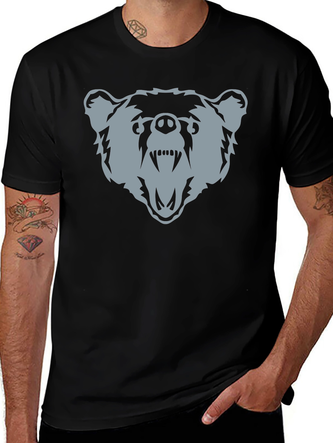 Bear Graphic Tee - Mens Black T-Shirt