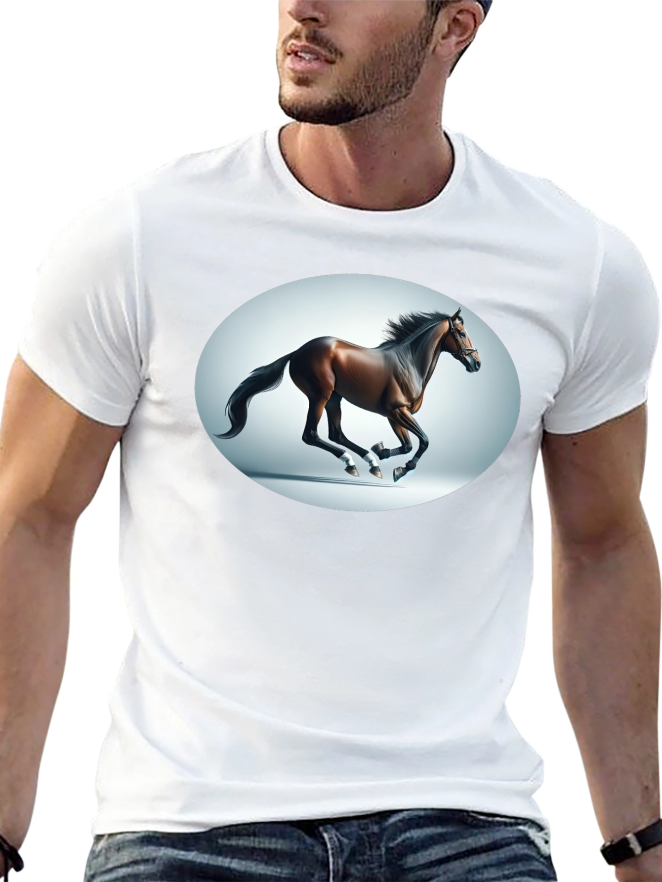 Galloping Horse Graphic Tee - Black