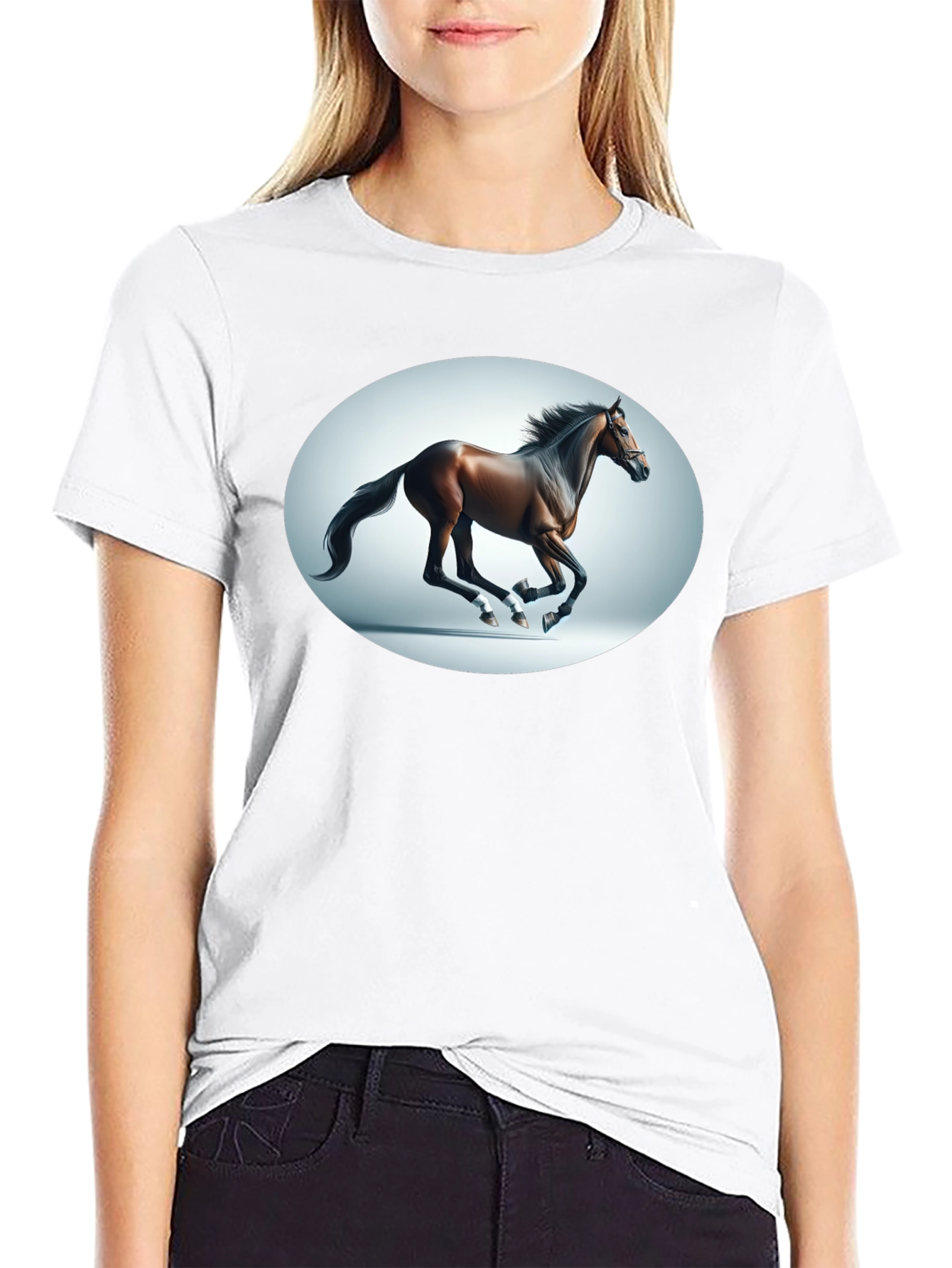 Galloping Horse Graphic Tee - Black