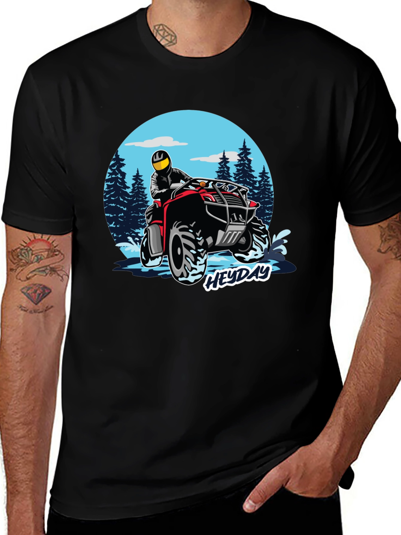 ATV Rider Graphic Tee - Black Cotton T-Shirt