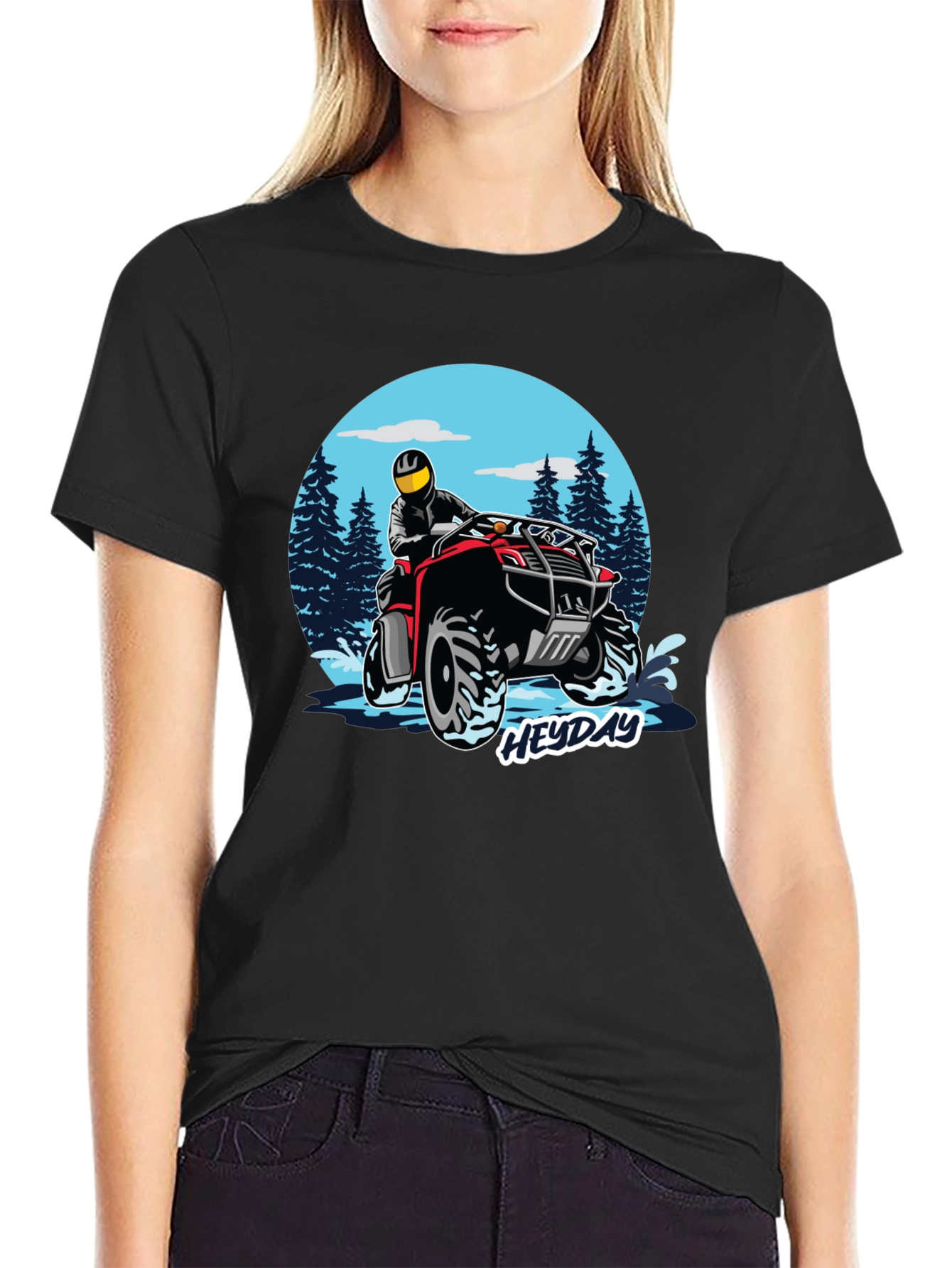 ATV Rider Graphic Tee - Black Cotton T-Shirt