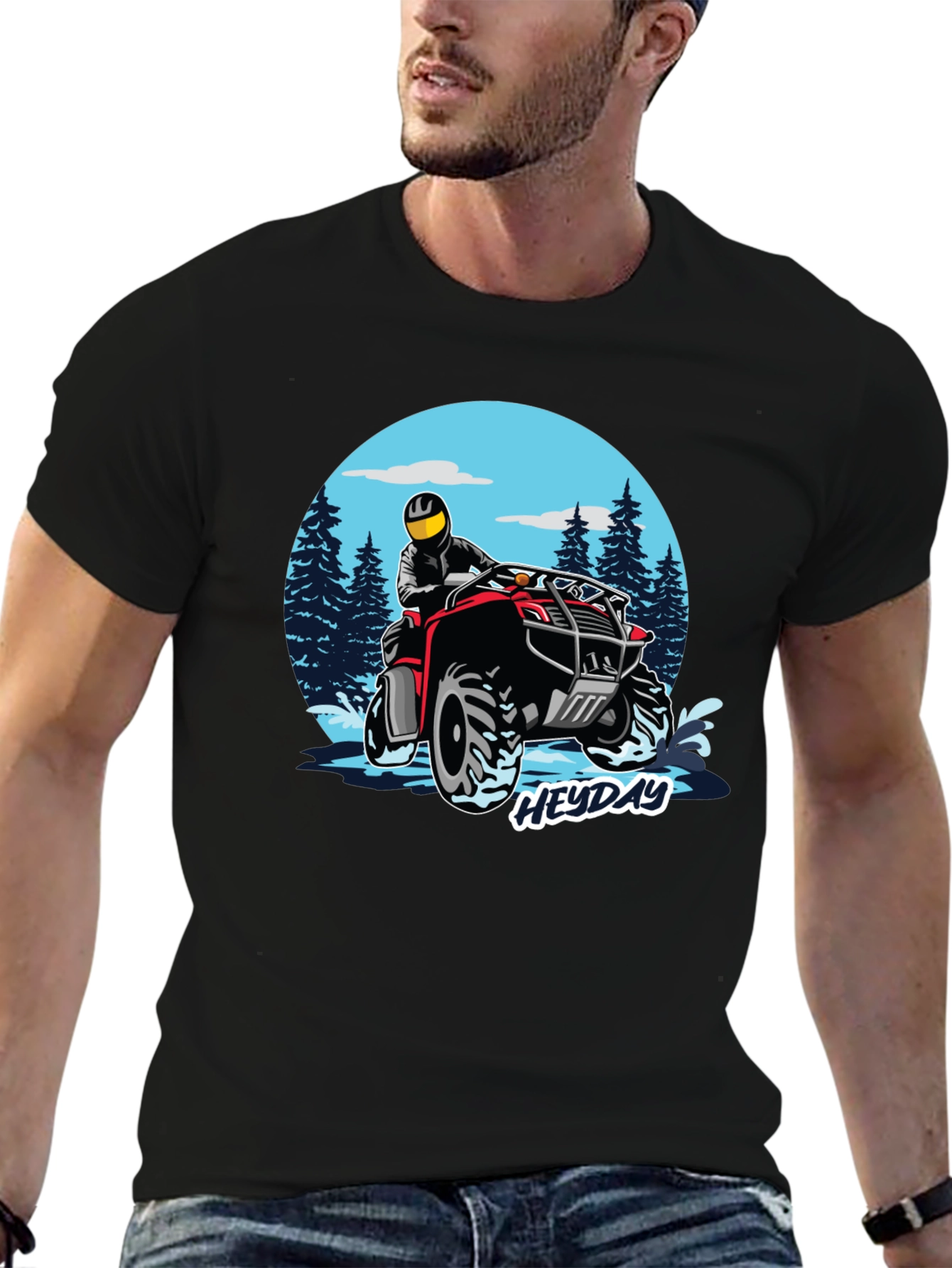 ATV Rider Graphic Tee - Black Cotton T-Shirt