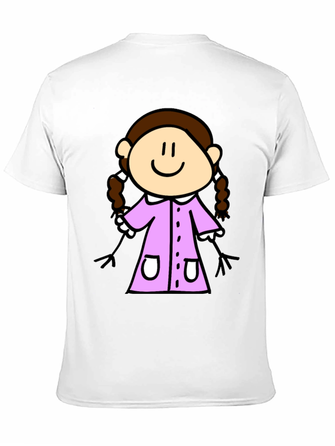 Cute Cartoon Girl Black T-Shirt
