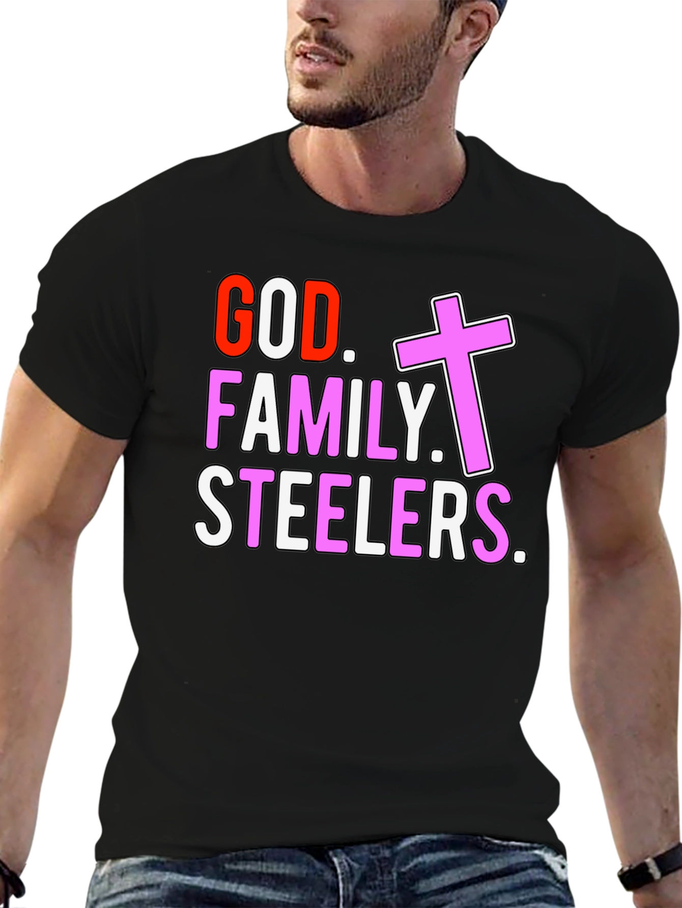 God Family Steelers T-Shirt - Religious Football Fan Tee