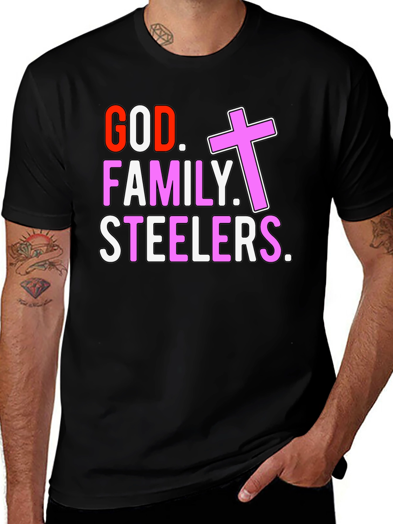 God Family Steelers T-Shirt - Religious Football Fan Tee