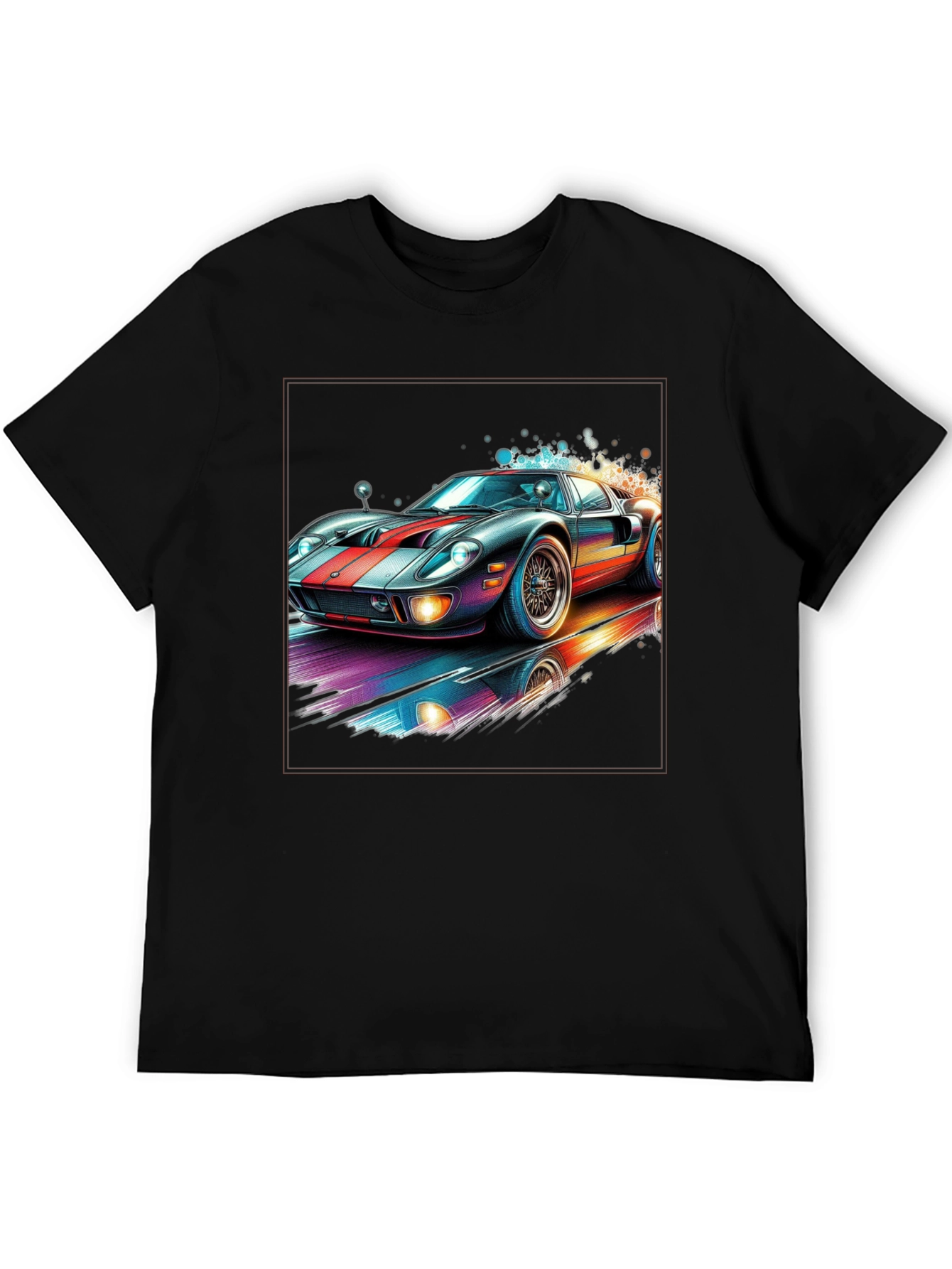 Retro Racing Car Graphic Tee - Black