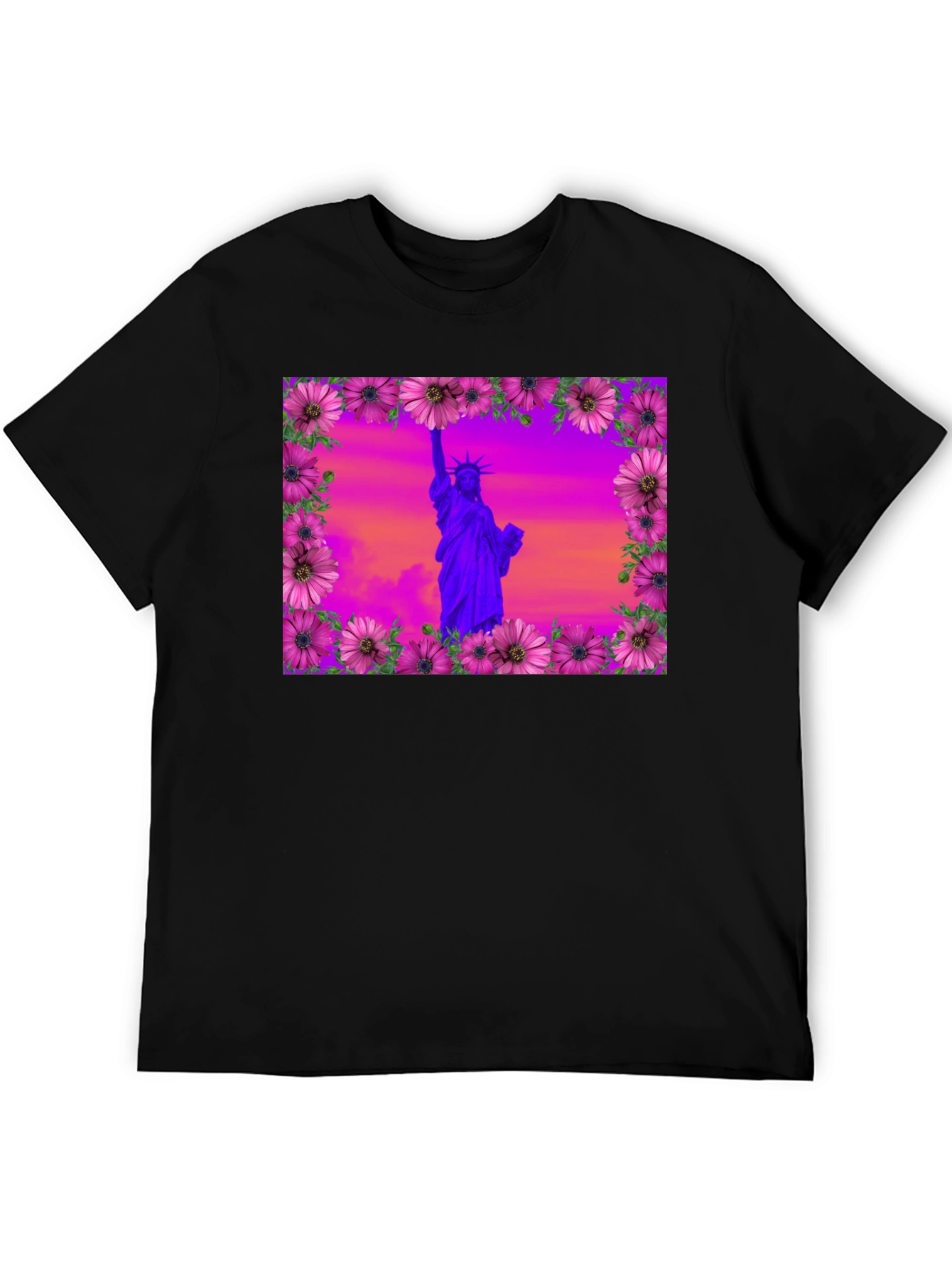 Statue of Liberty Floral Frame T-Shirt