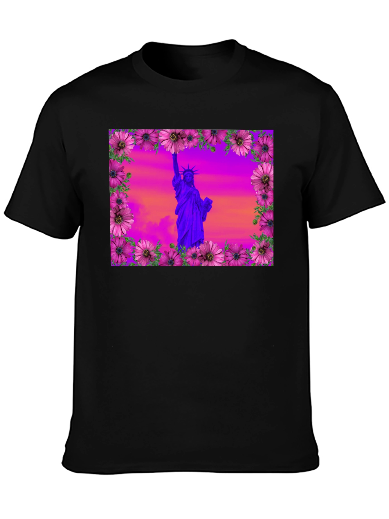 Statue of Liberty Floral Frame T-Shirt
