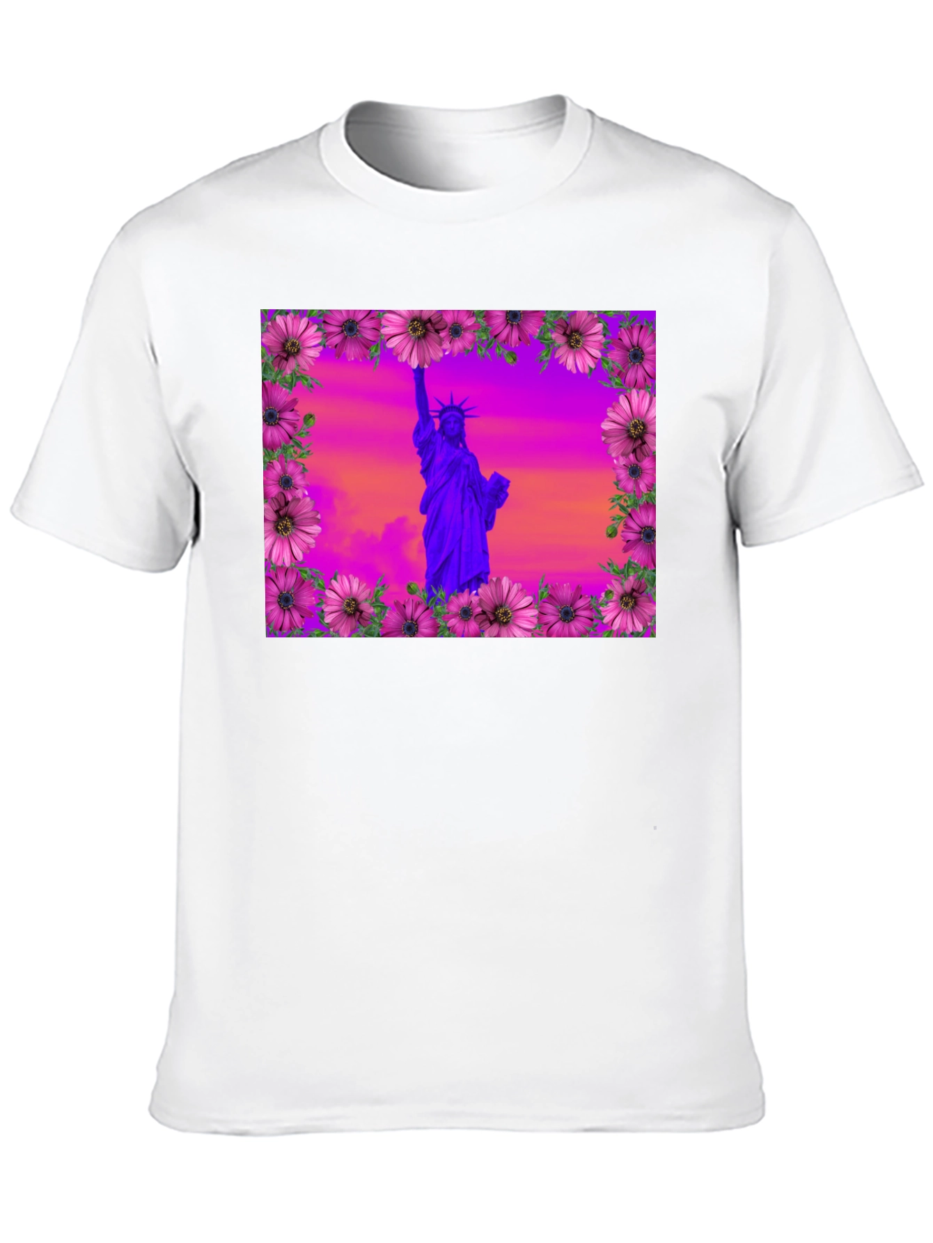 Statue of Liberty Floral Frame T-Shirt