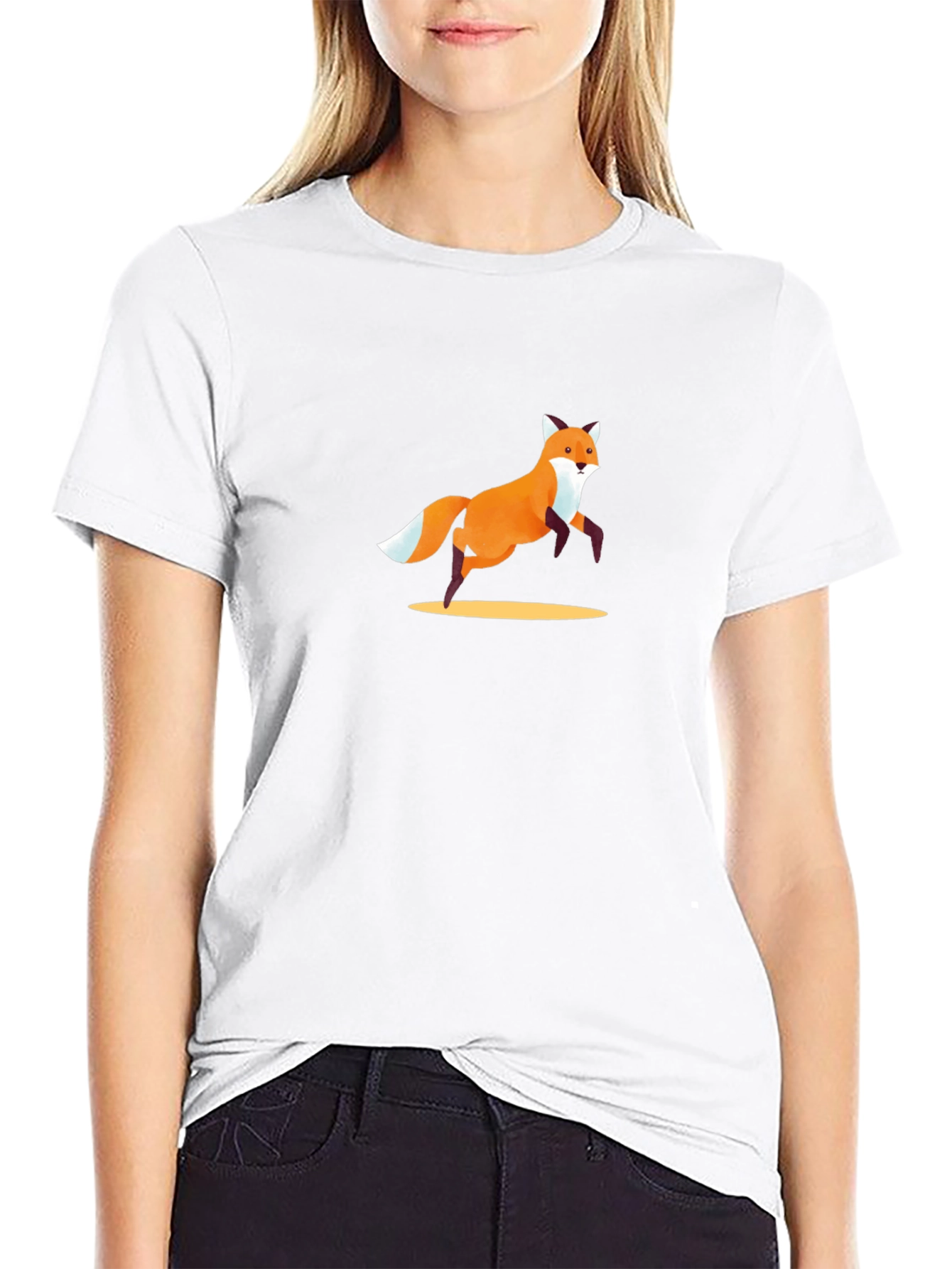 Fox Graphic Tee - Black Cotton Casual T-Shirt