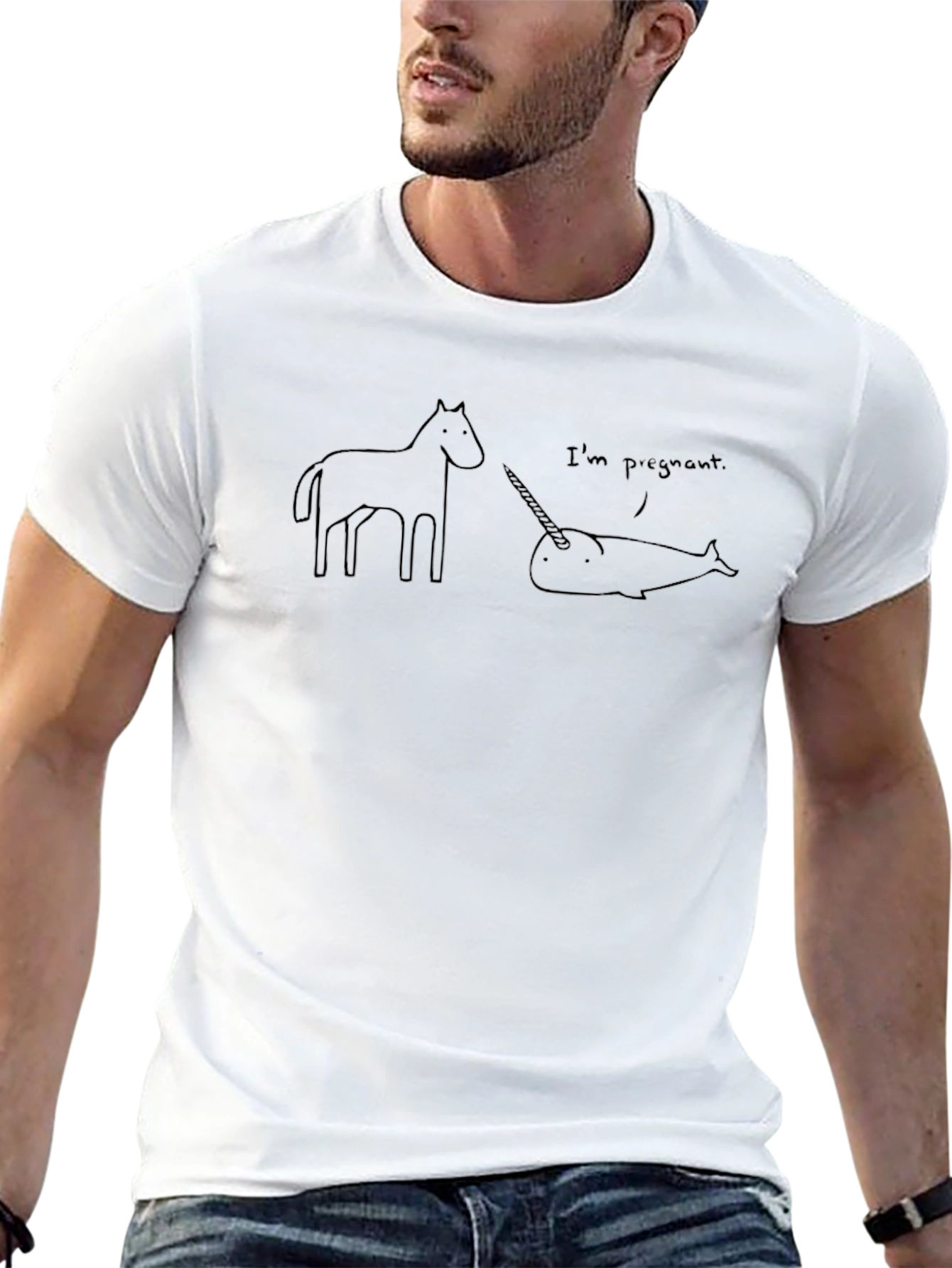 Funny Pregnant Narwhal T-Shirt - Unisex Graphic Tee