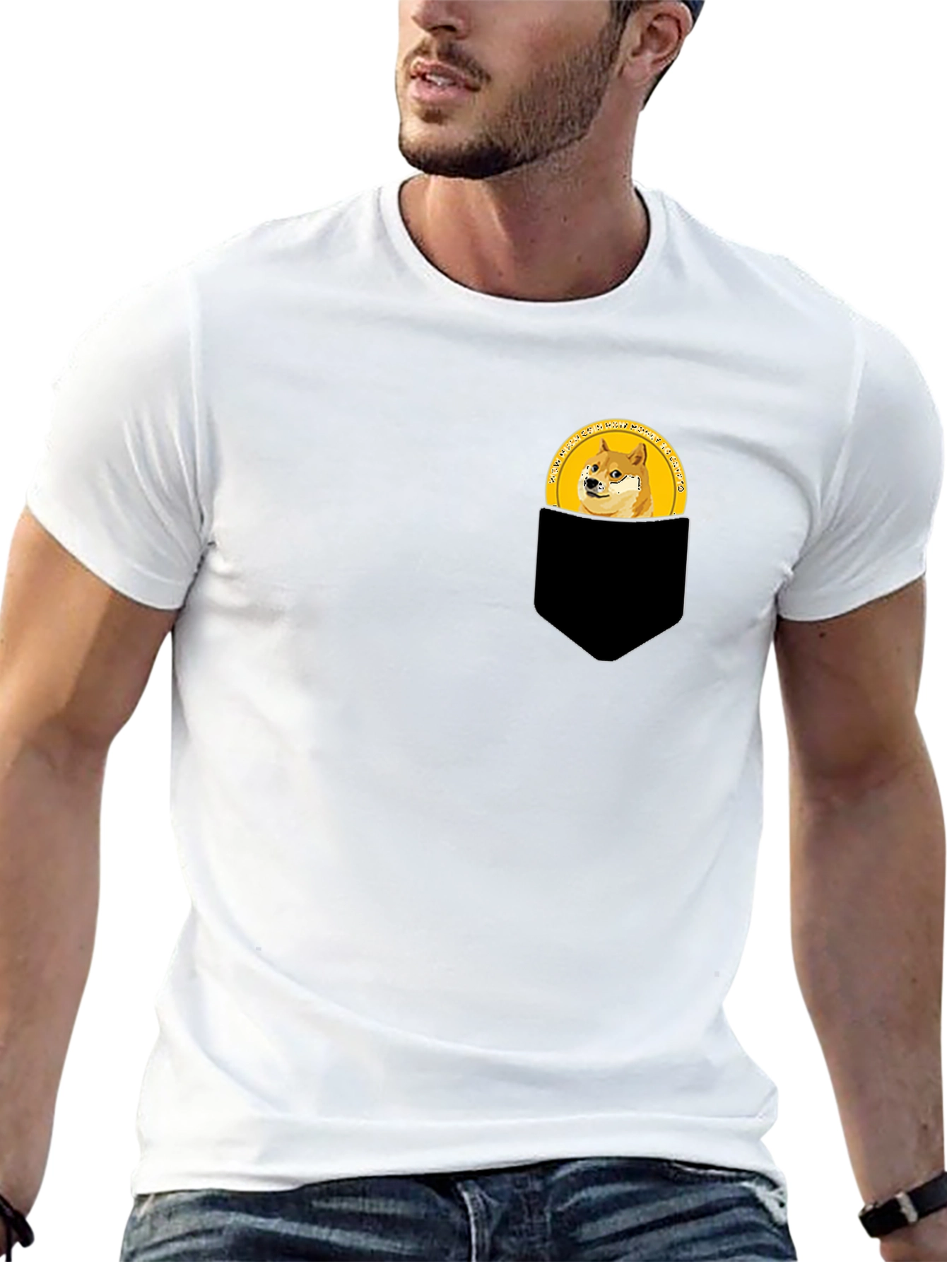 Doge Coin Pocket Tee - Black