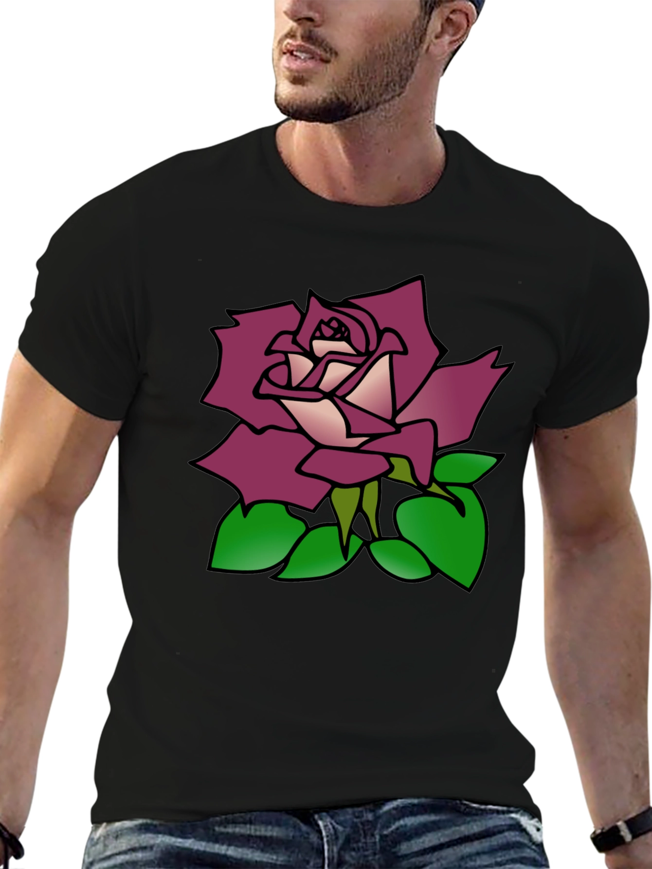 Rose Graphic Black T-Shirt