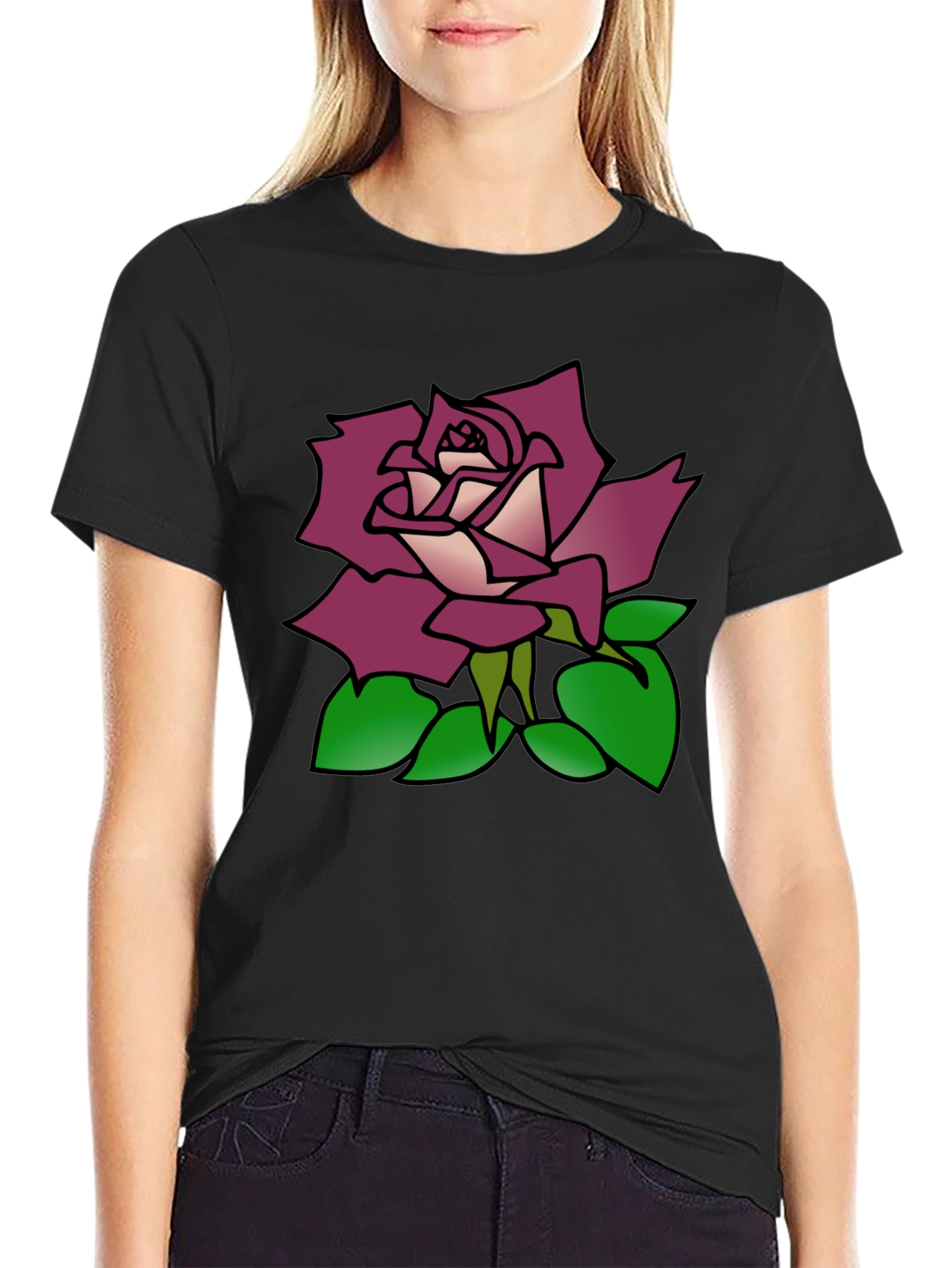 Rose Graphic Black T-Shirt