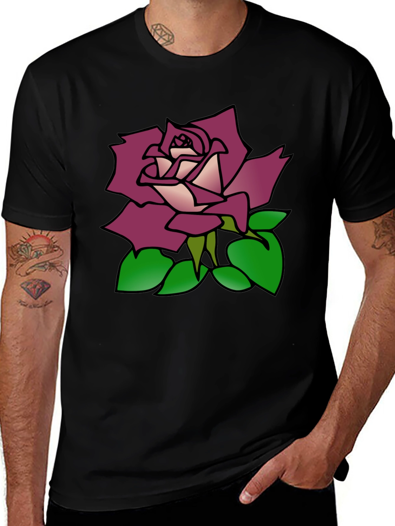 Rose Graphic Black T-Shirt