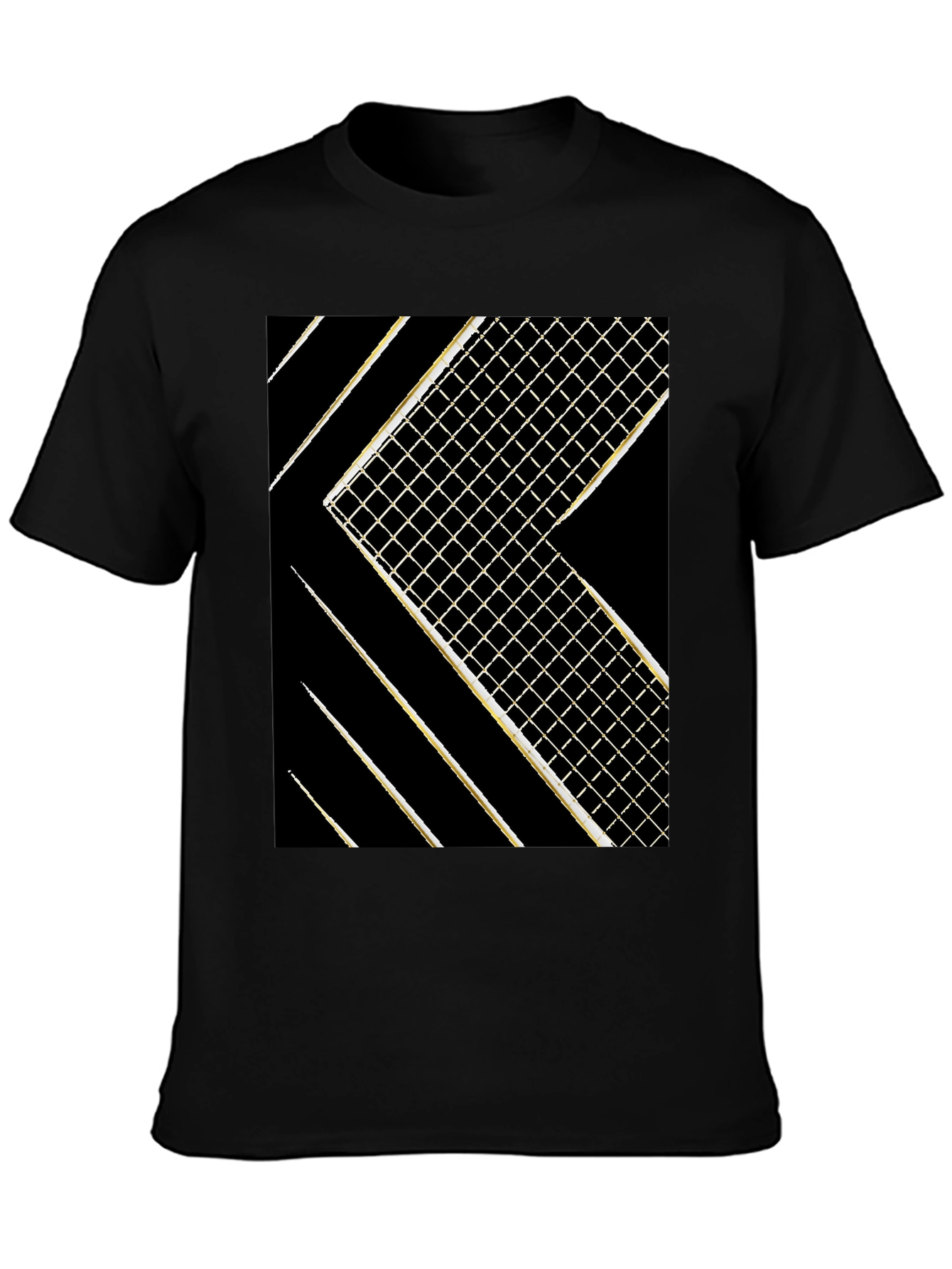 Modern Grid Graphic Tee - Black