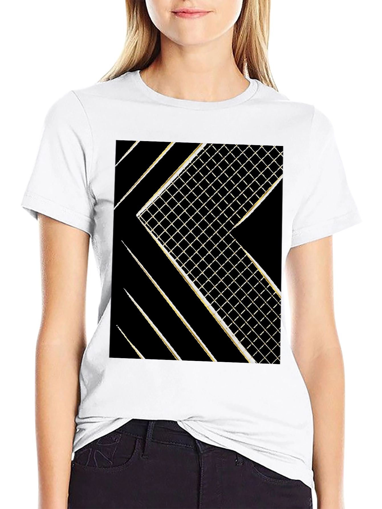 Modern Grid Graphic Tee - Black