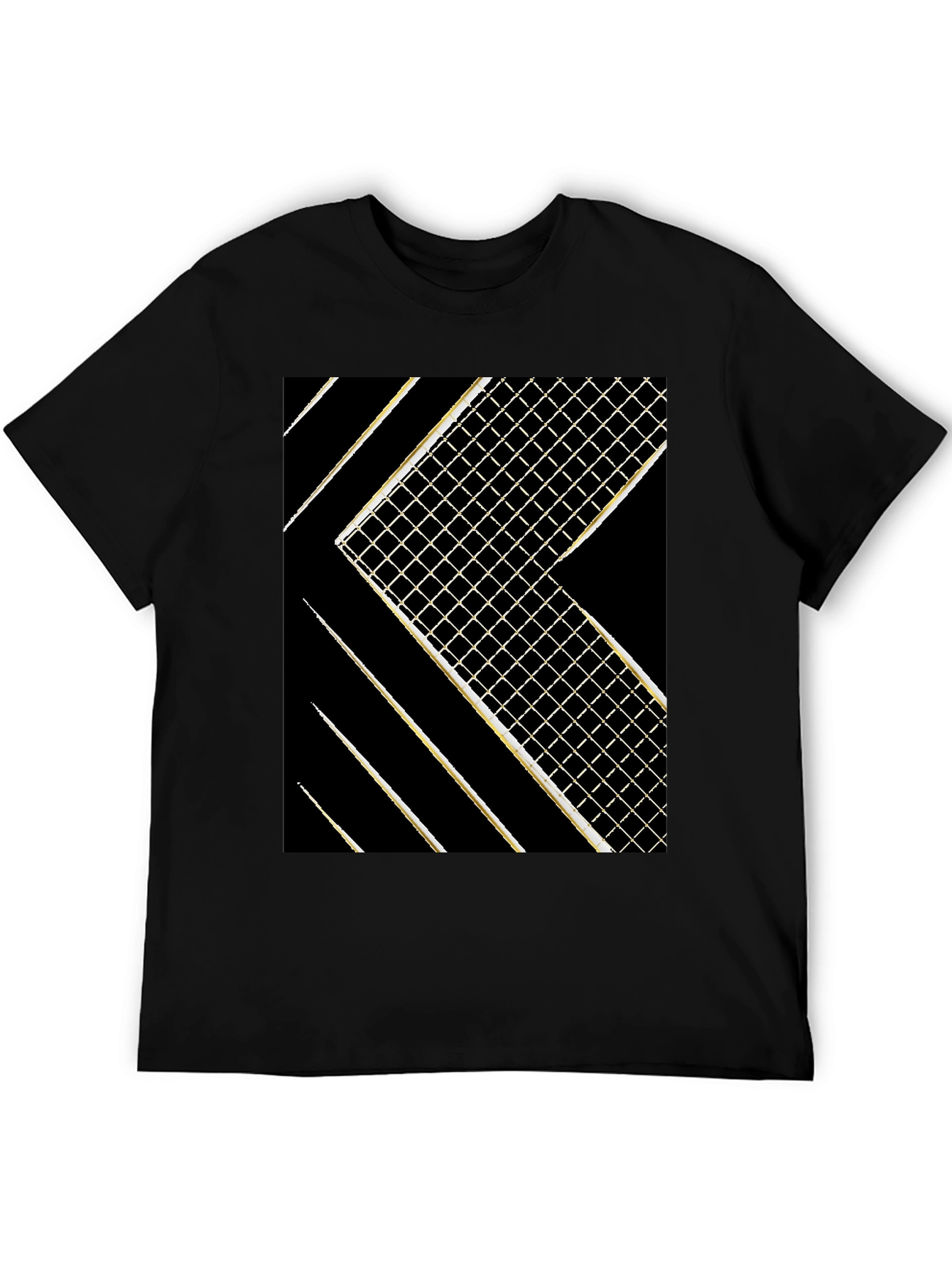 Modern Grid Graphic Tee - Black