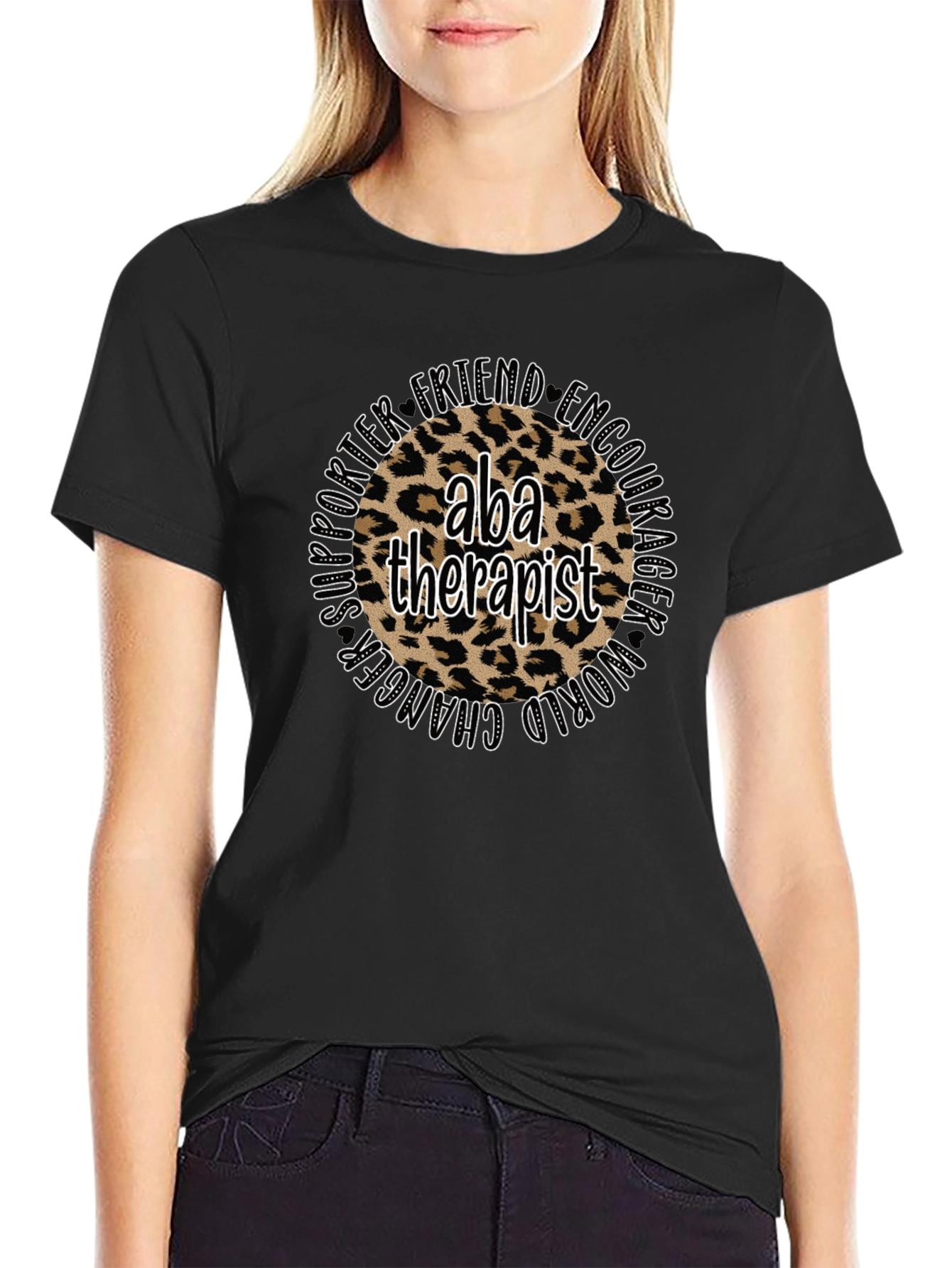 ABA Therapist Leopard Print T-Shirt