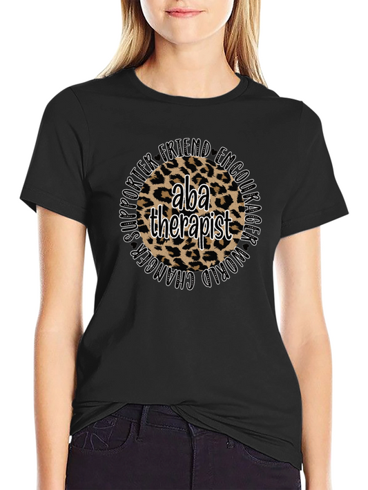 ABA Therapist Leopard Print T-Shirt