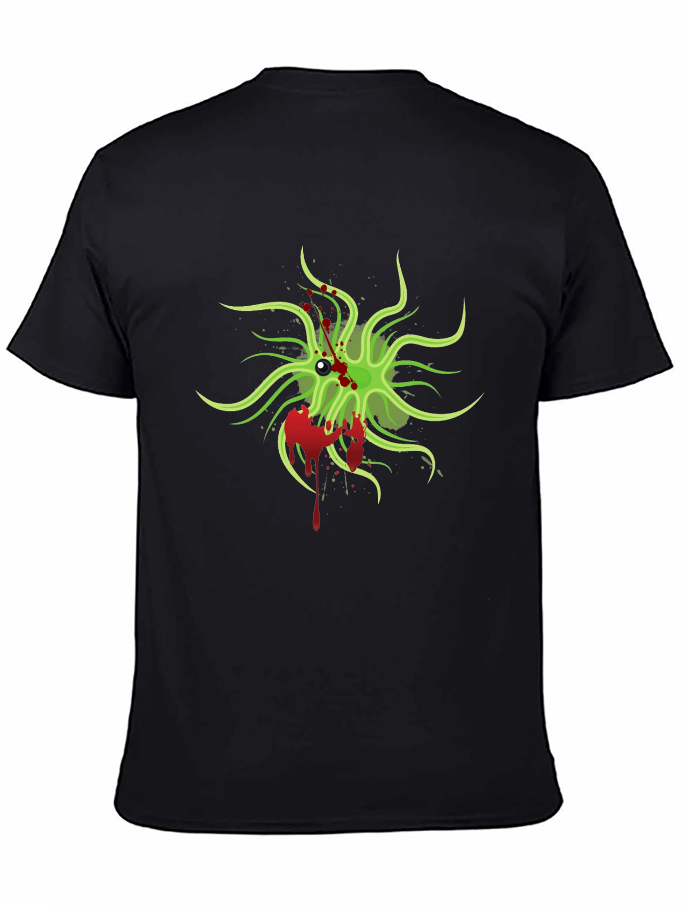 Mens Black T-Shirt with Green Monster Graphic