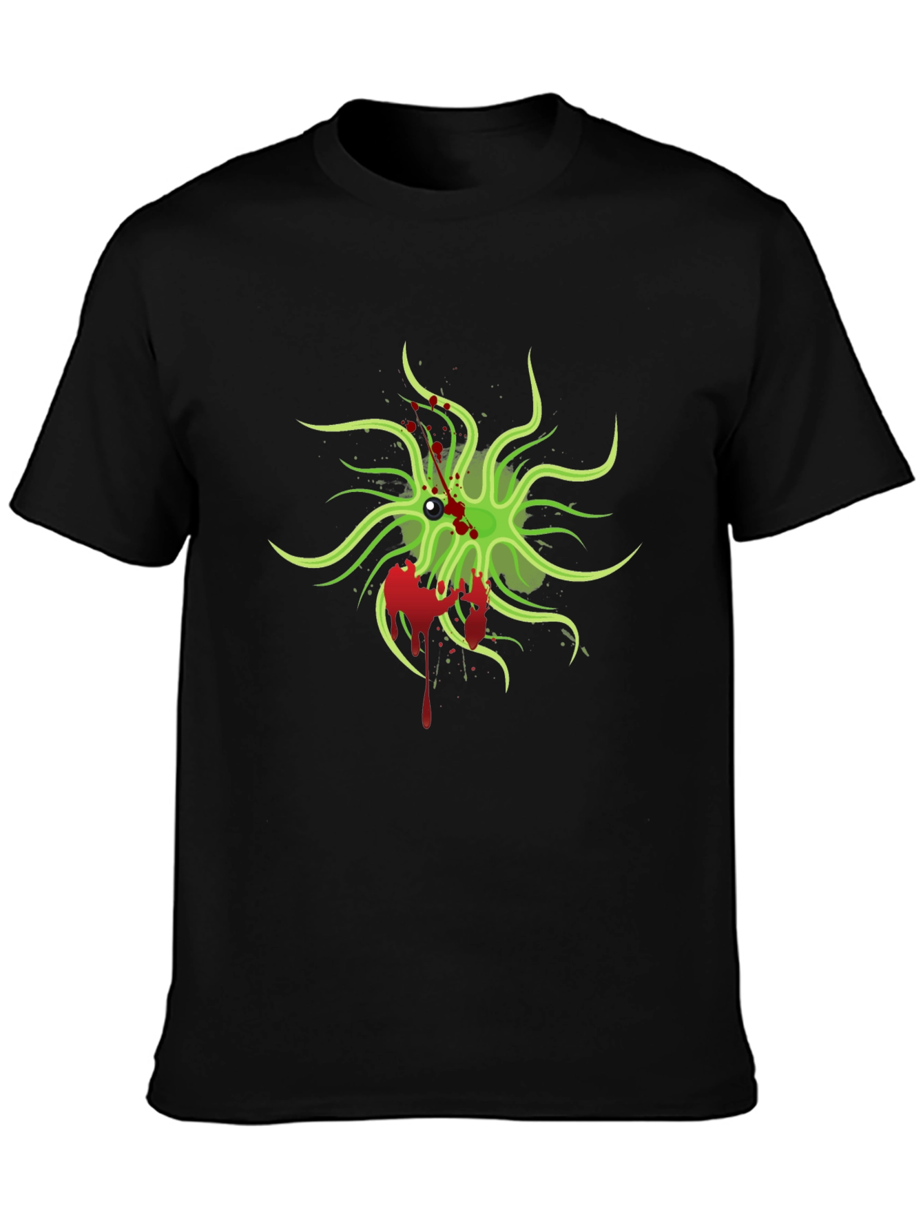 Mens Black T-Shirt with Green Monster Graphic